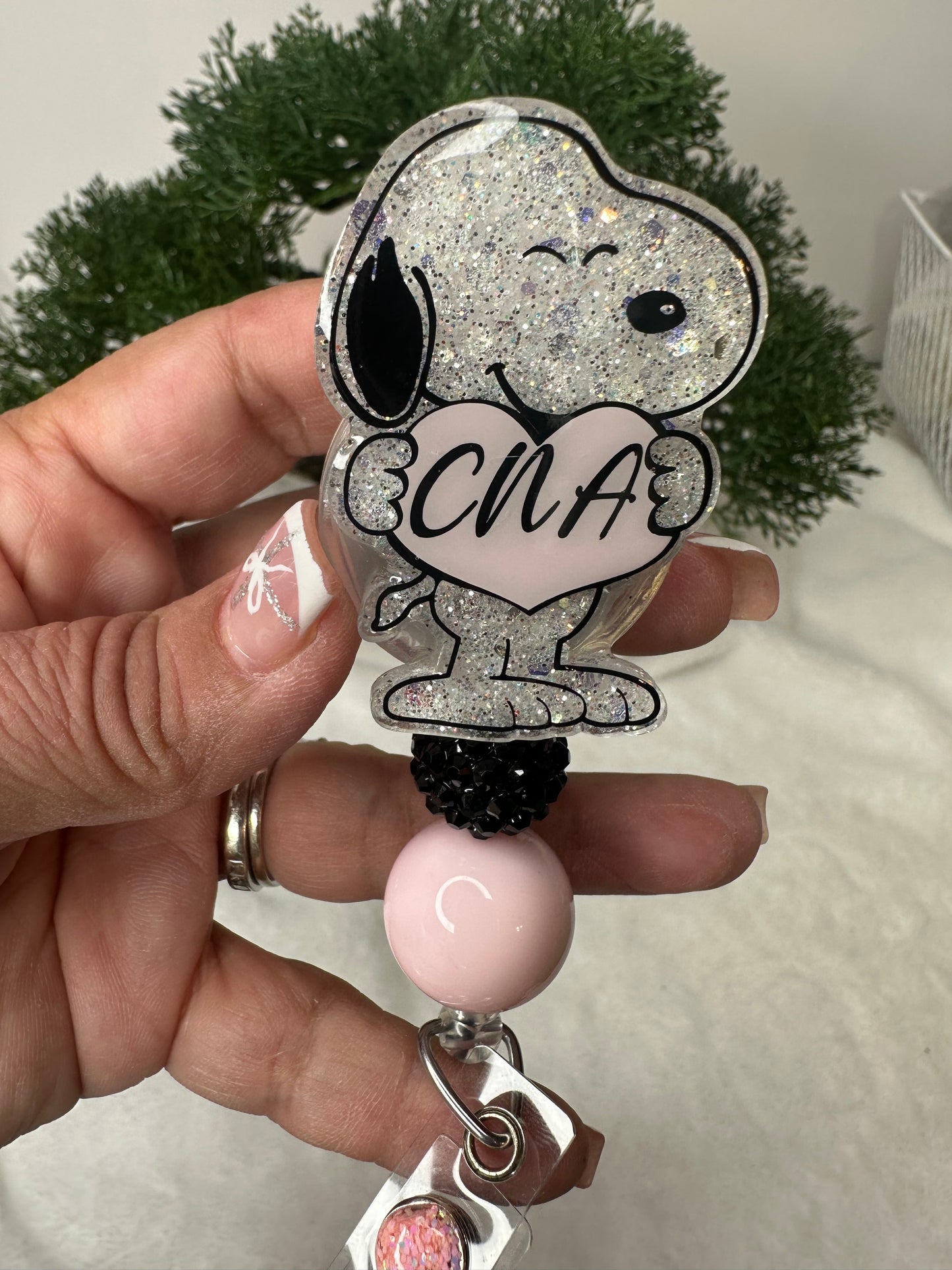 personalized puppy badge reel - snoopy badge reel - ejcreations22