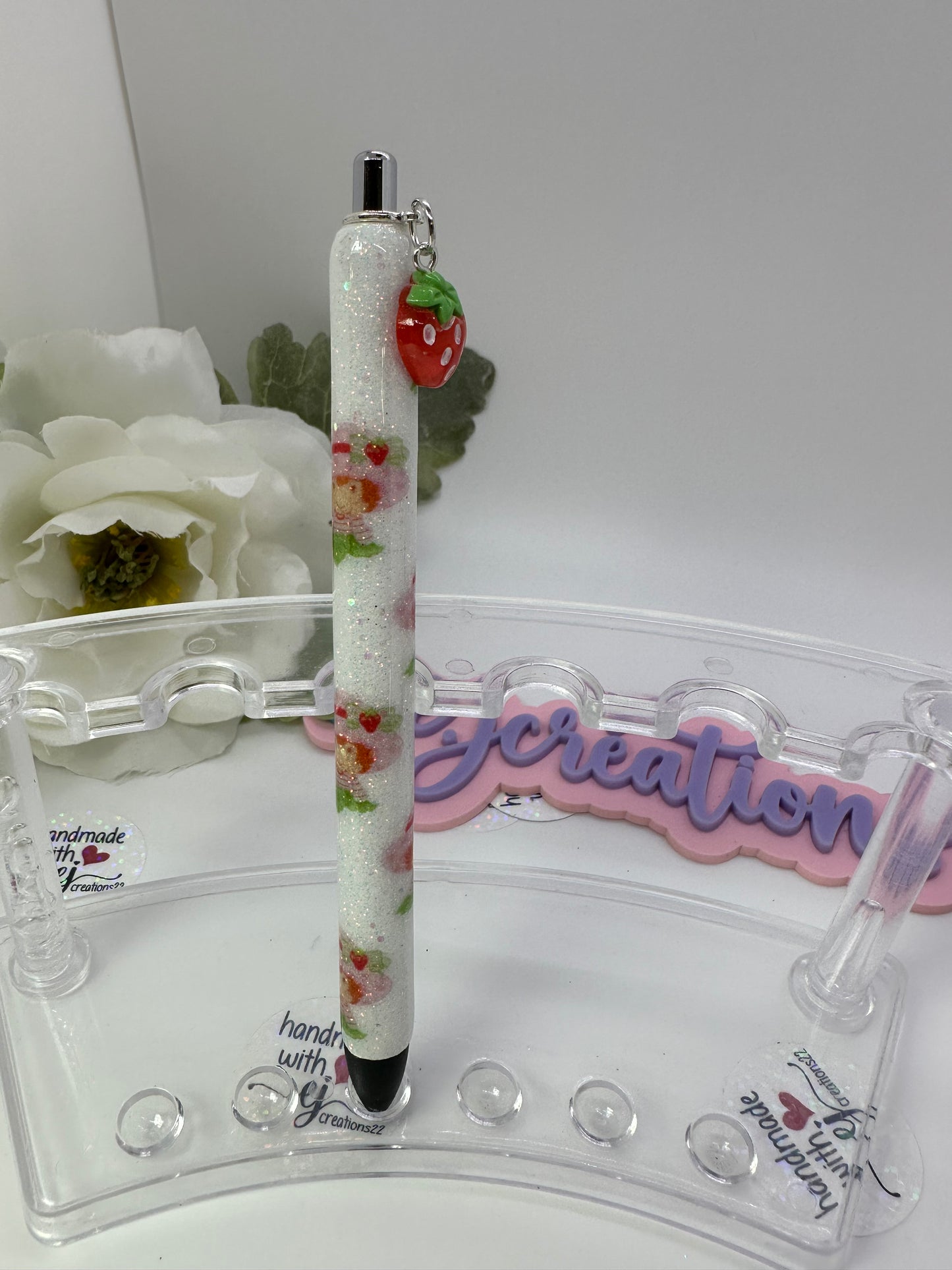 Strawberry Girl Anime Epoxy Glitter Pen