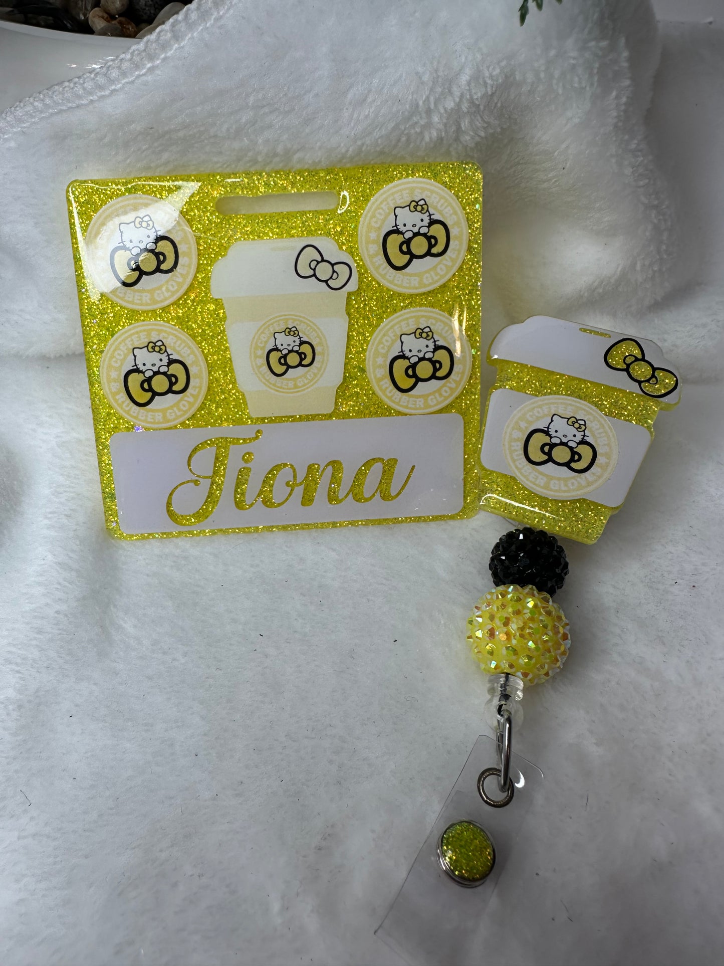 HK Coffee Scrubs and Rubber Gloves Badge Buddy Set