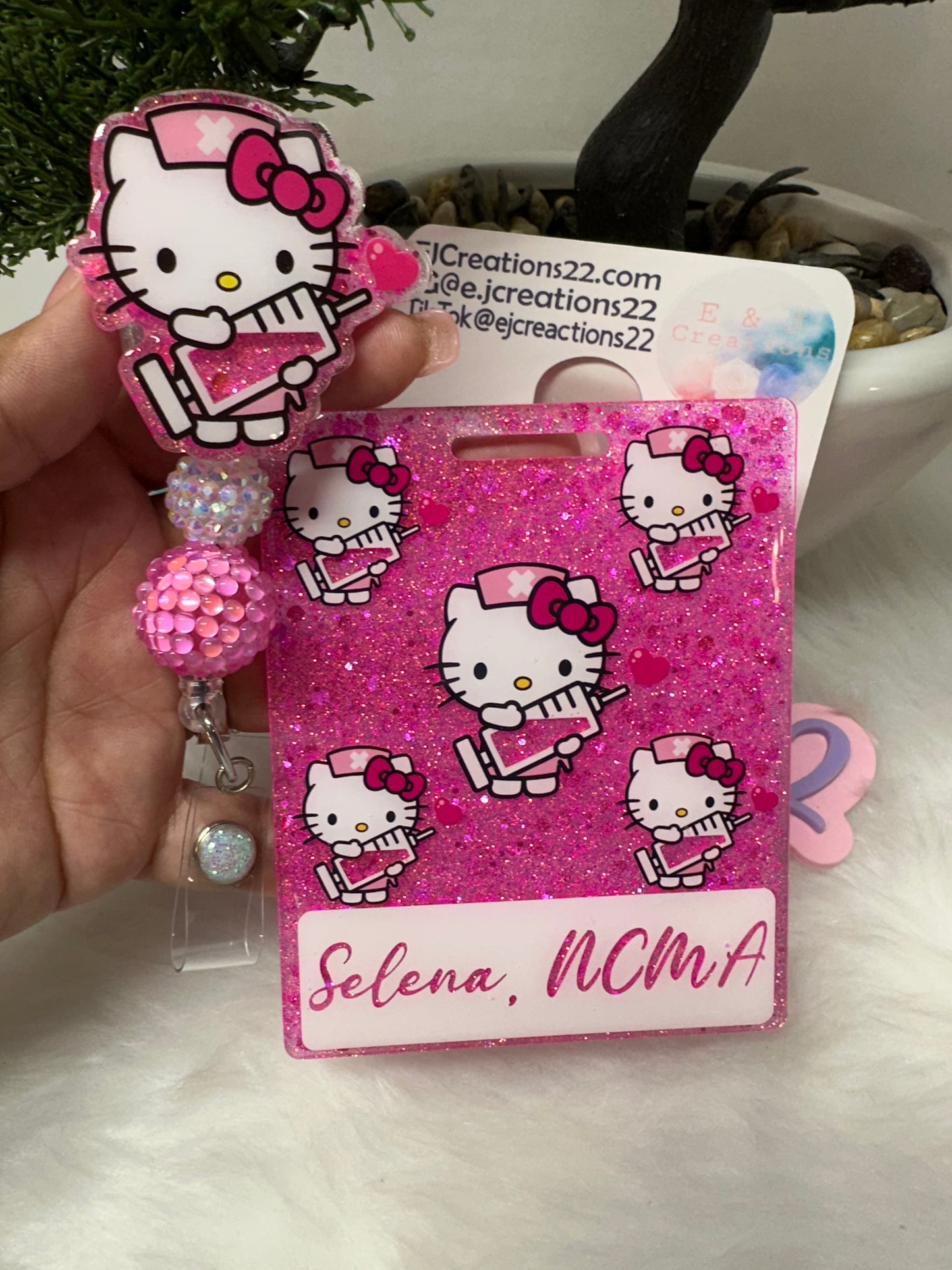 Kitty Nurse Phlebotomist Badge Buddy Set