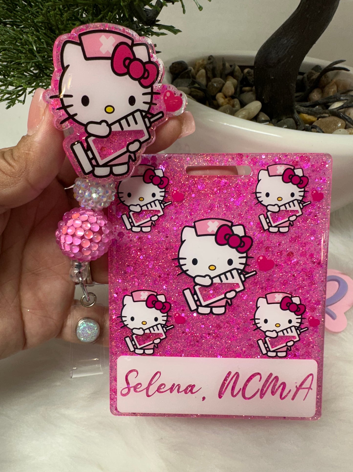 Kitty Nurse Phlebotomist Badge Buddy Set