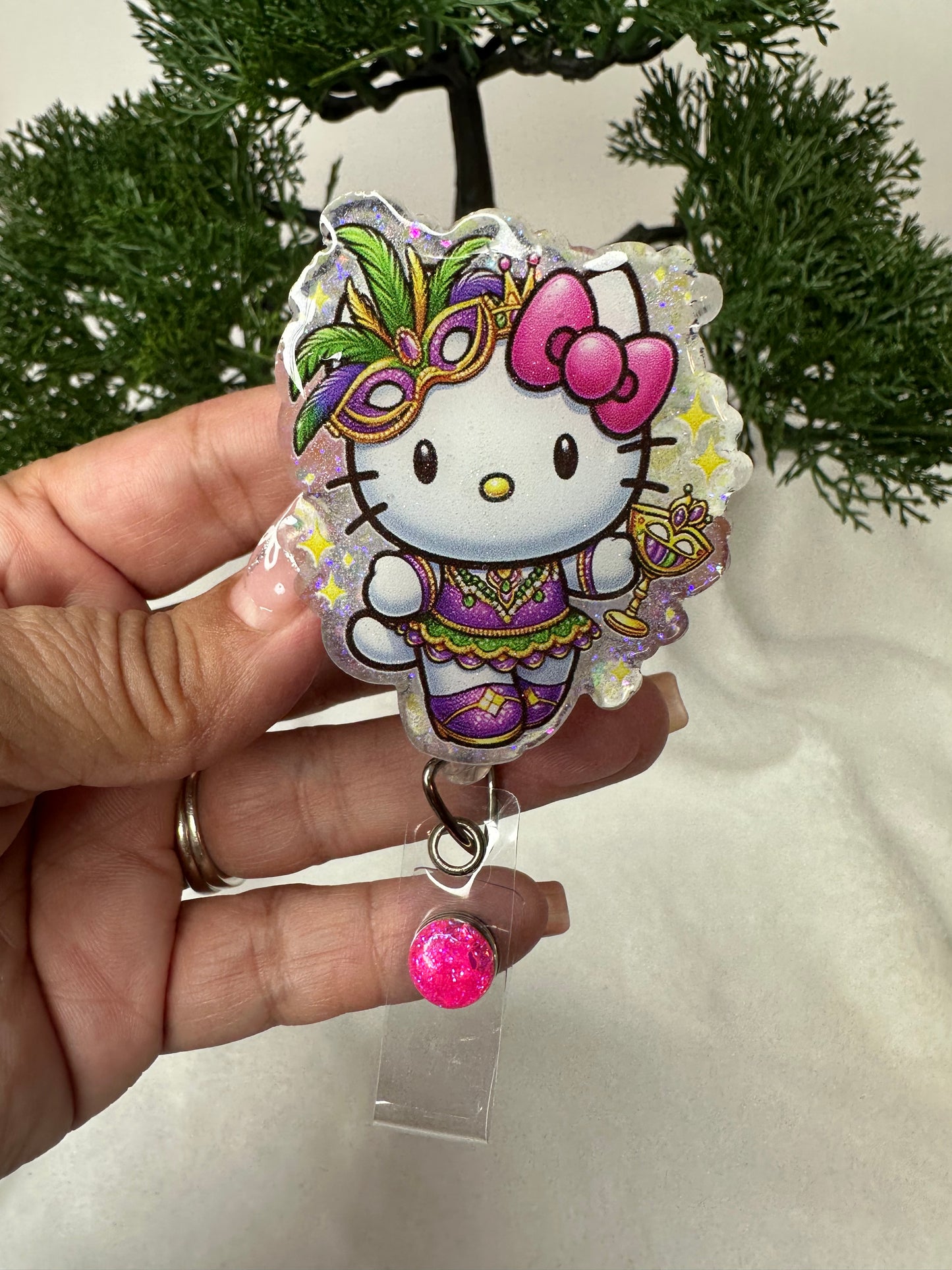 Kitty Mardi Gras Badge Reel