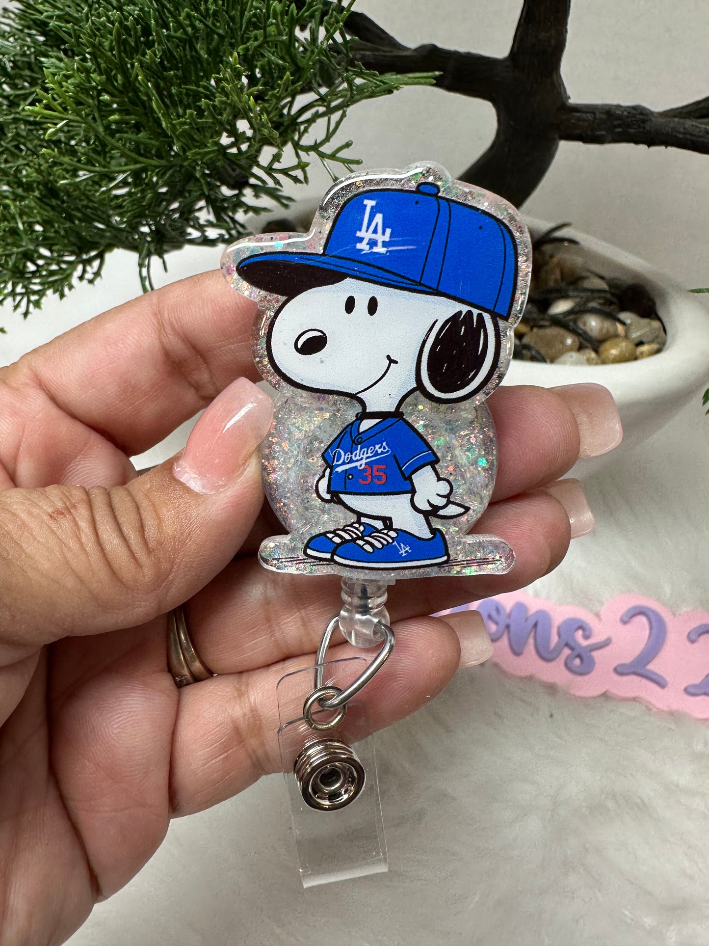 LA Blue Pup Badge Reel