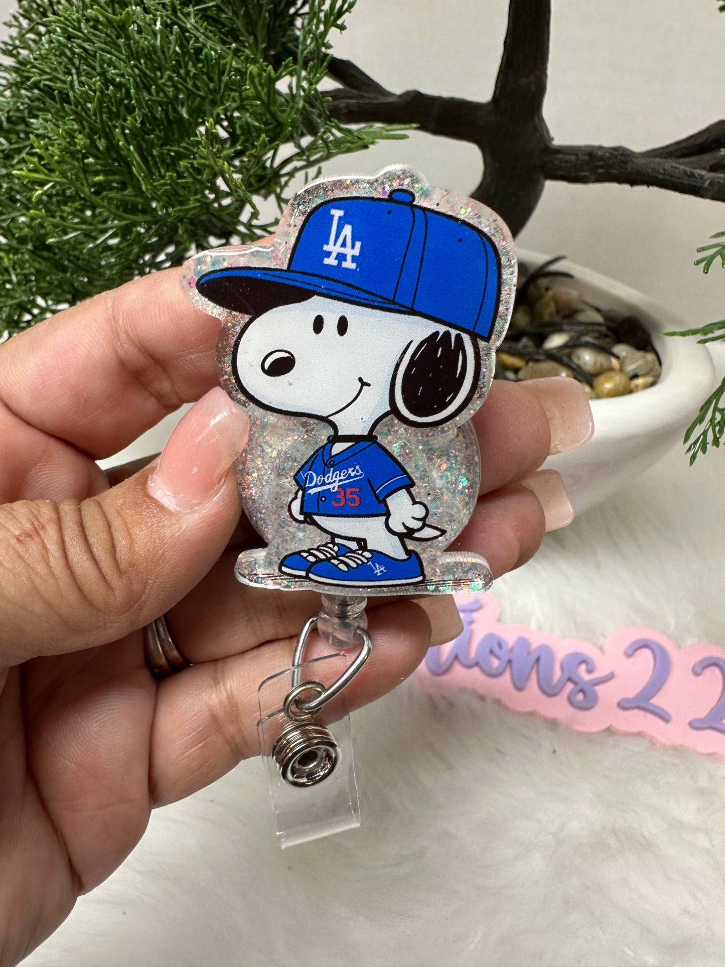 LA Blue Pup Badge Reel