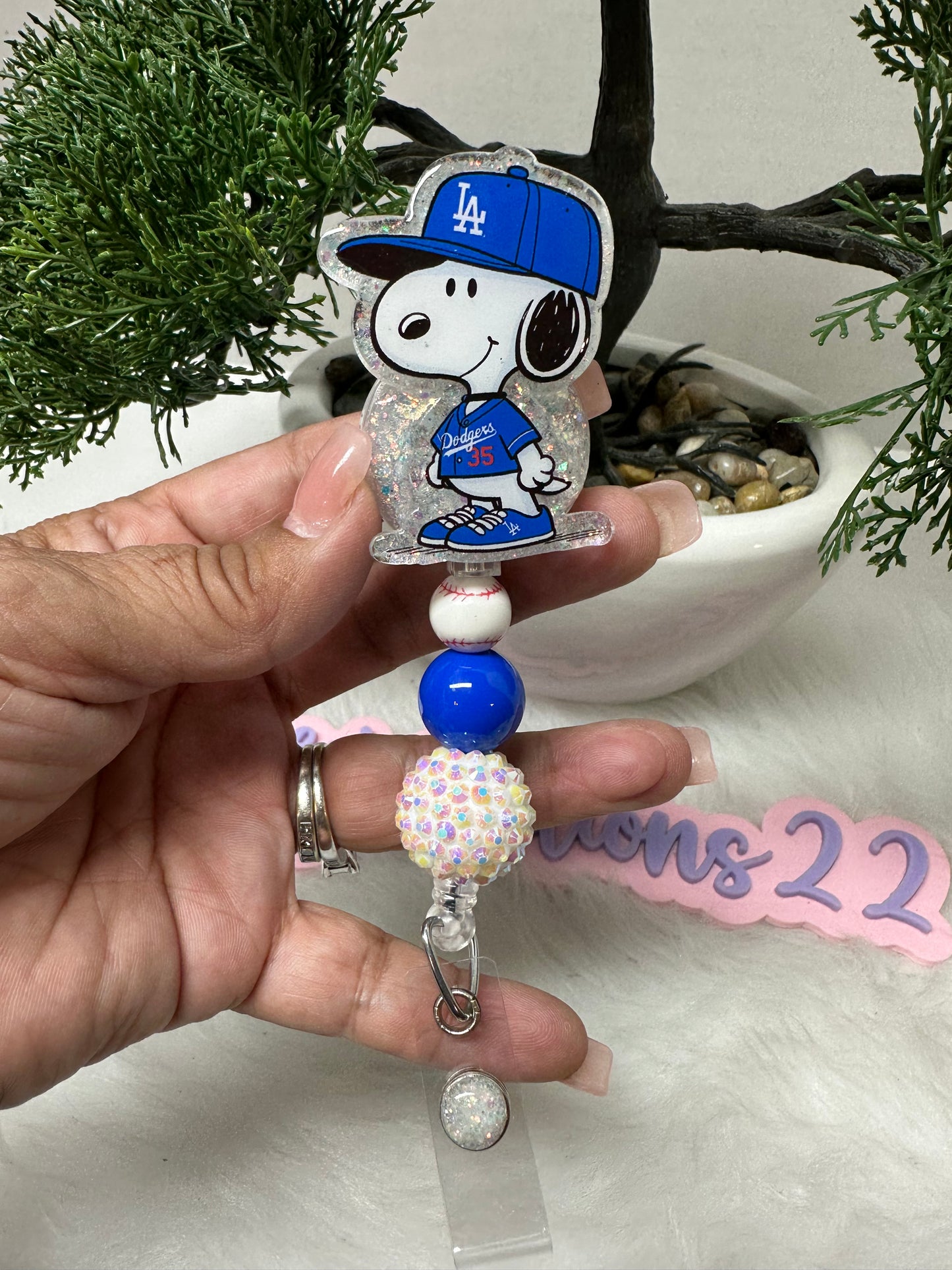 LA Blue Pup Badge Reel