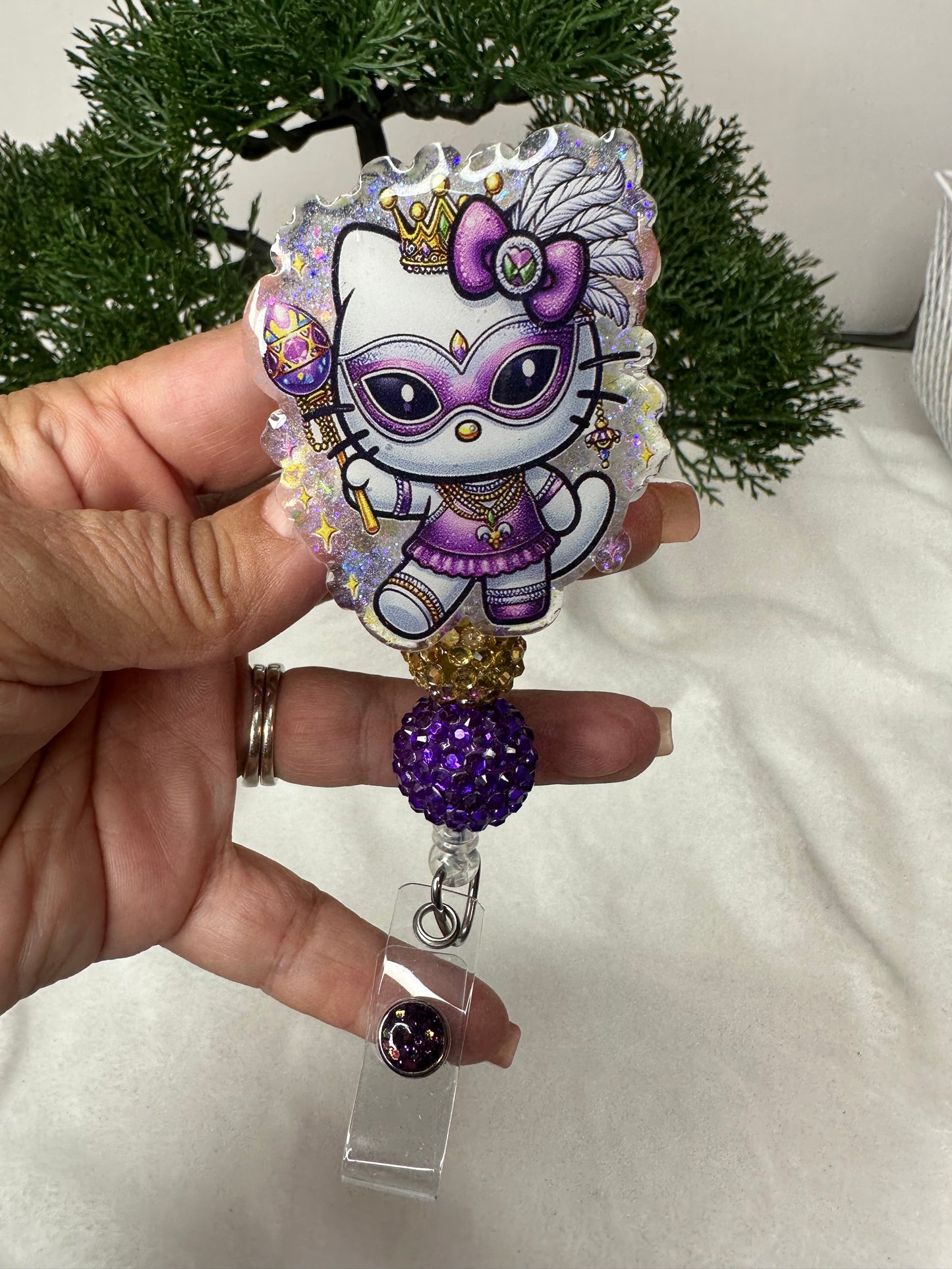 Kitty Mardi Gras Badge Reel