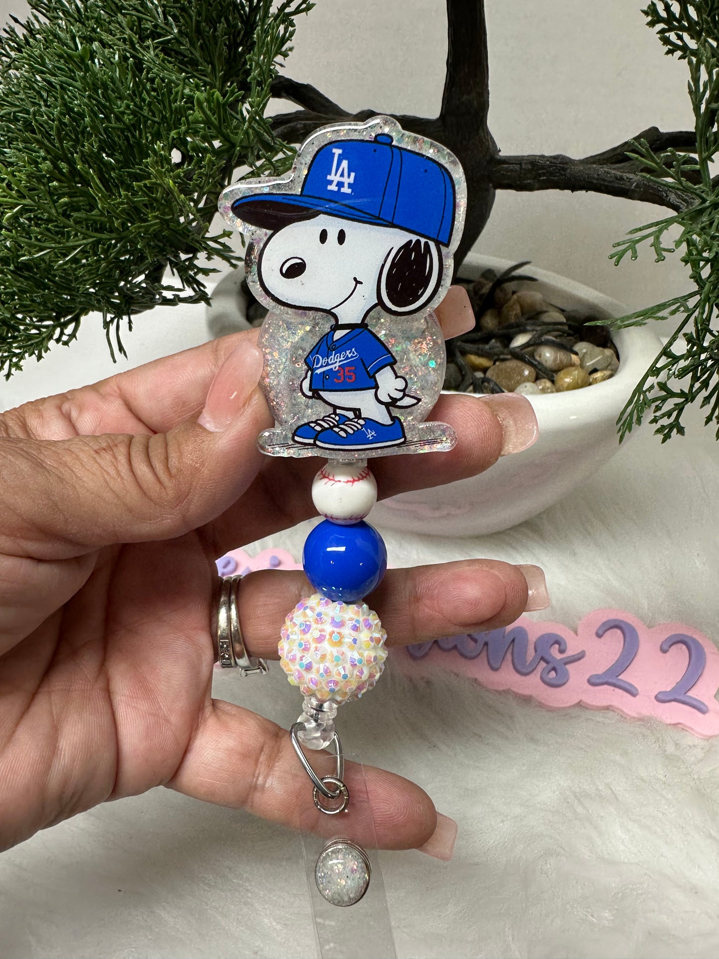 LA Blue Pup Badge Reel