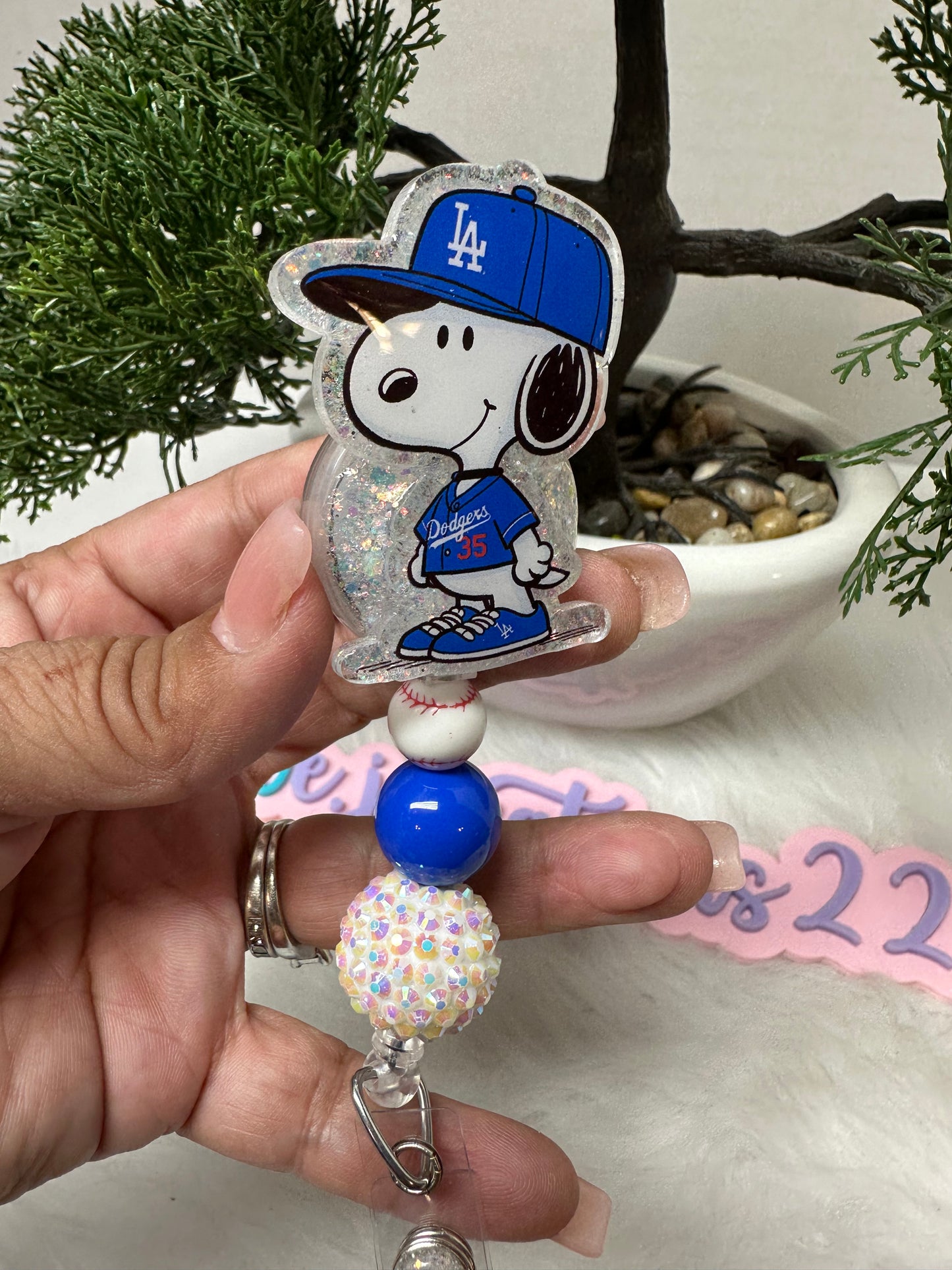 LA Blue Pup Badge Reel