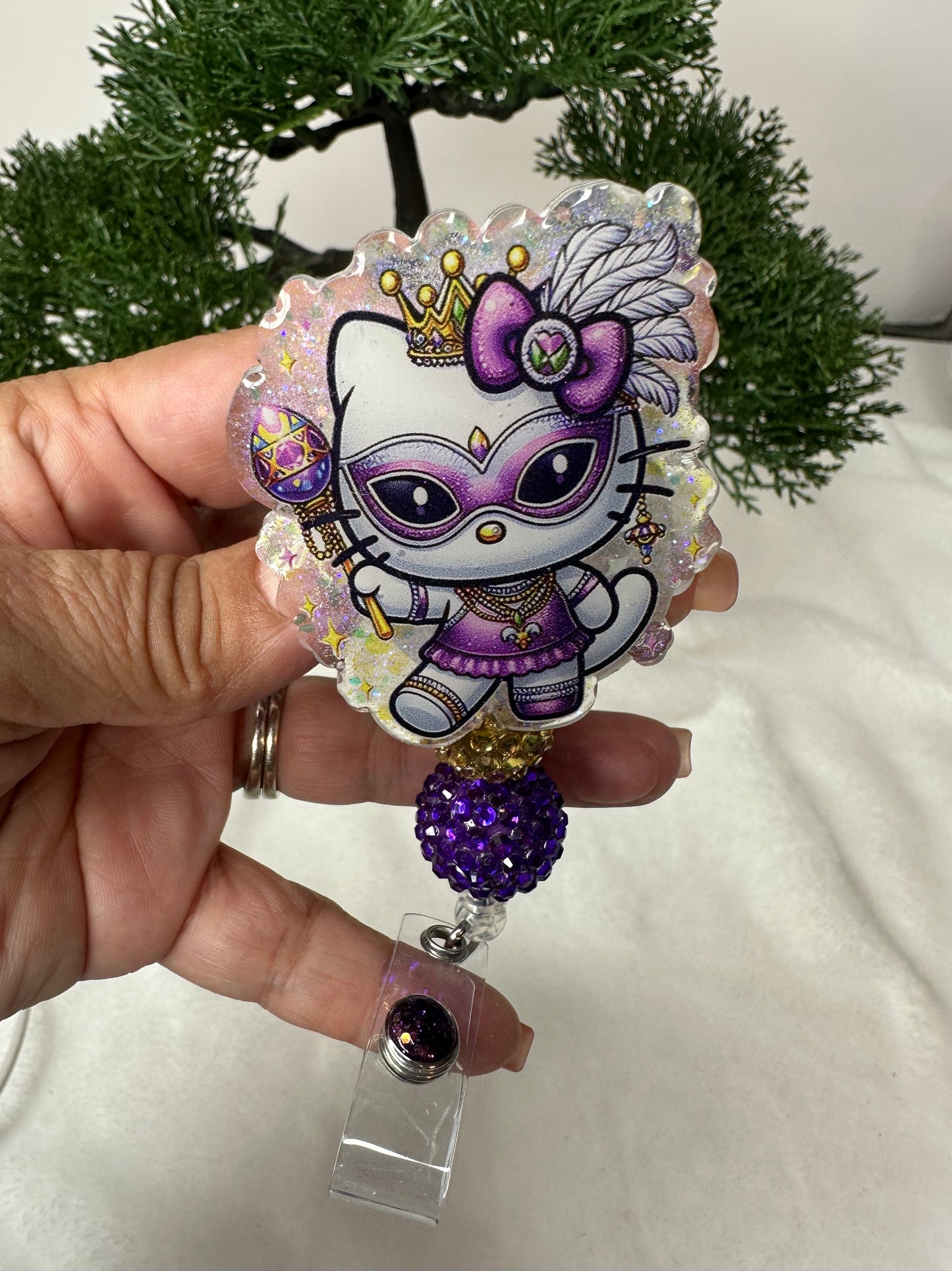 Kitty Mardi Gras Badge Reel