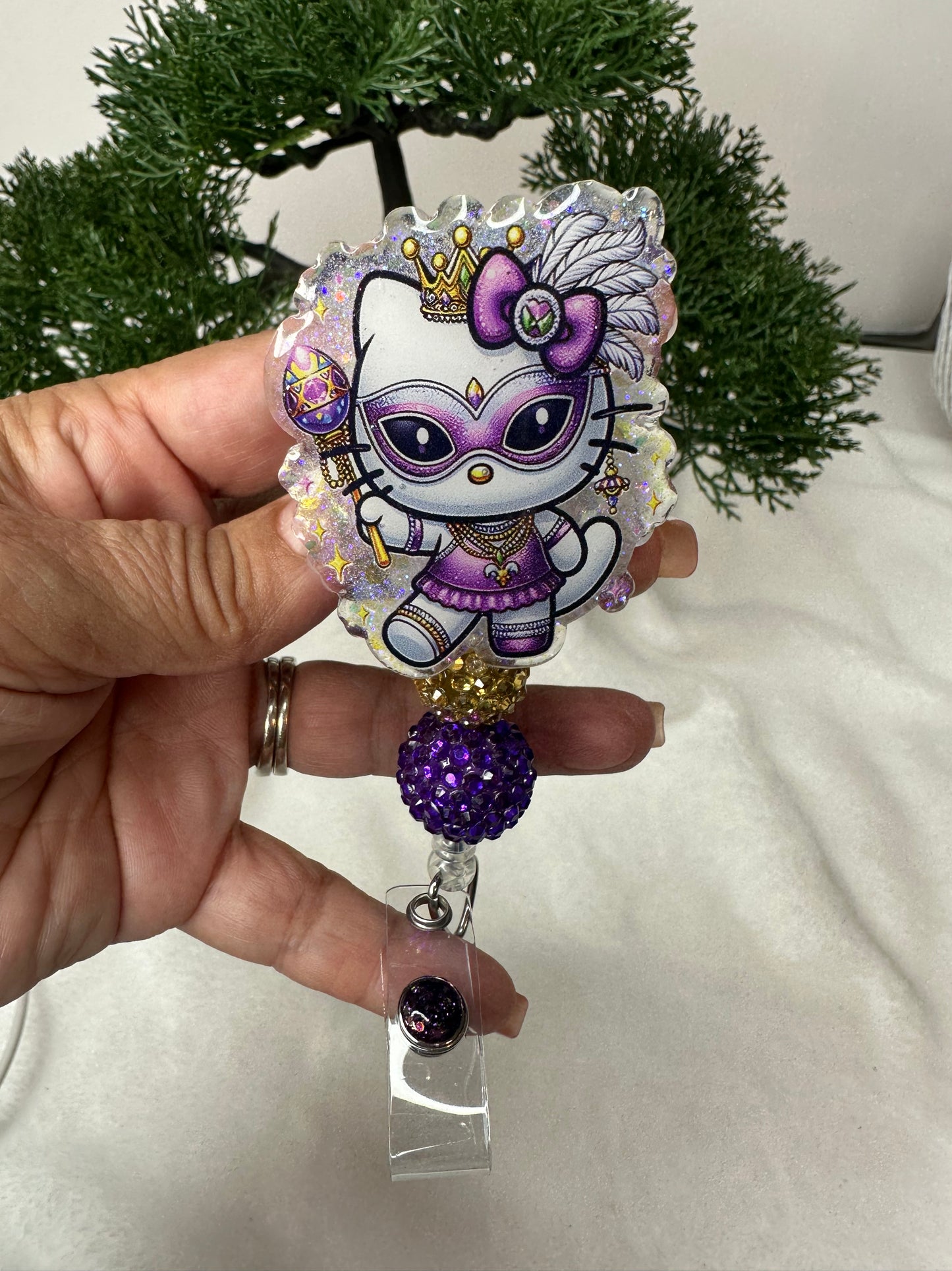 Kitty Mardi Gras Badge Reel