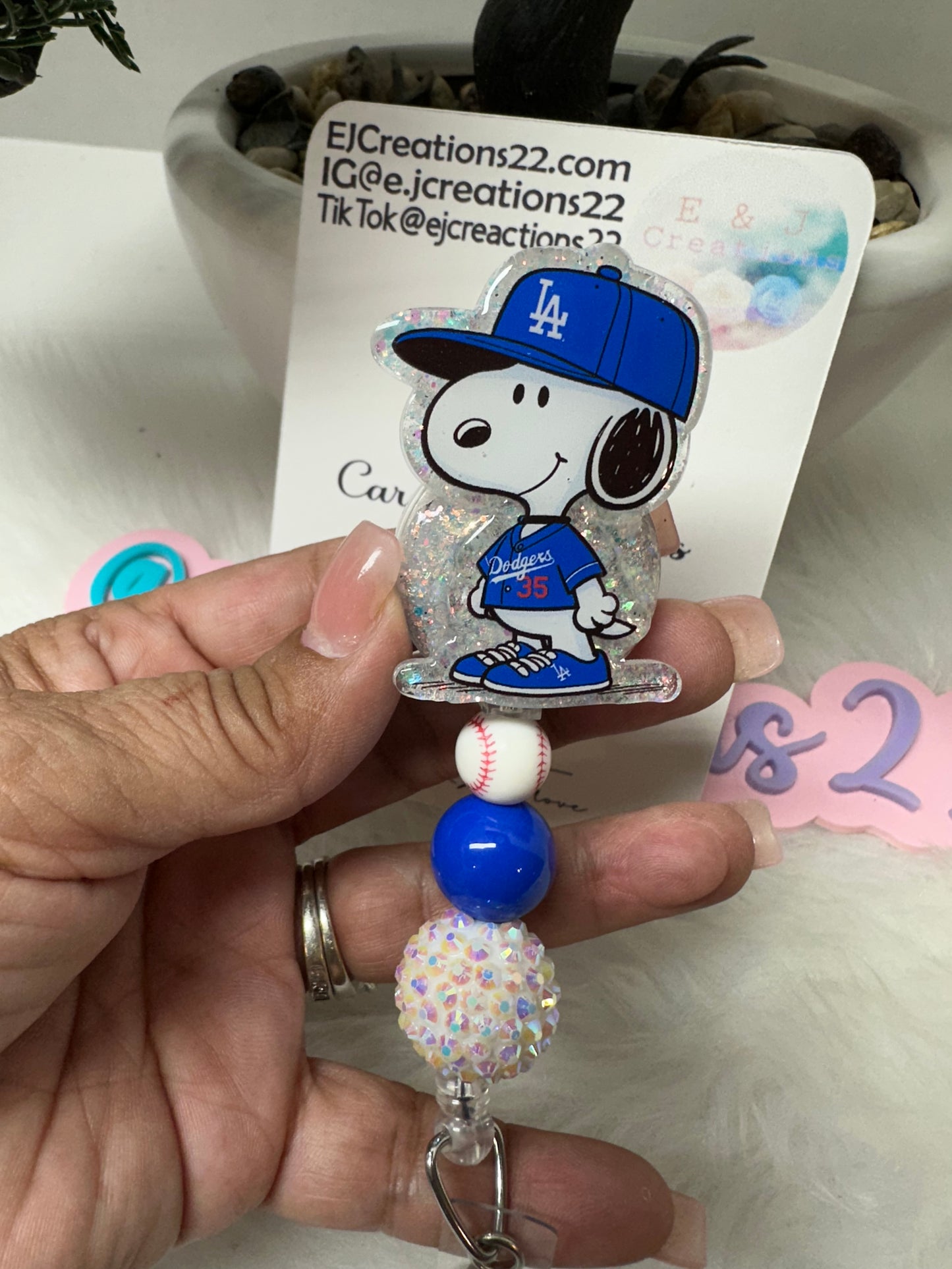 LA Blue Pup Badge Reel