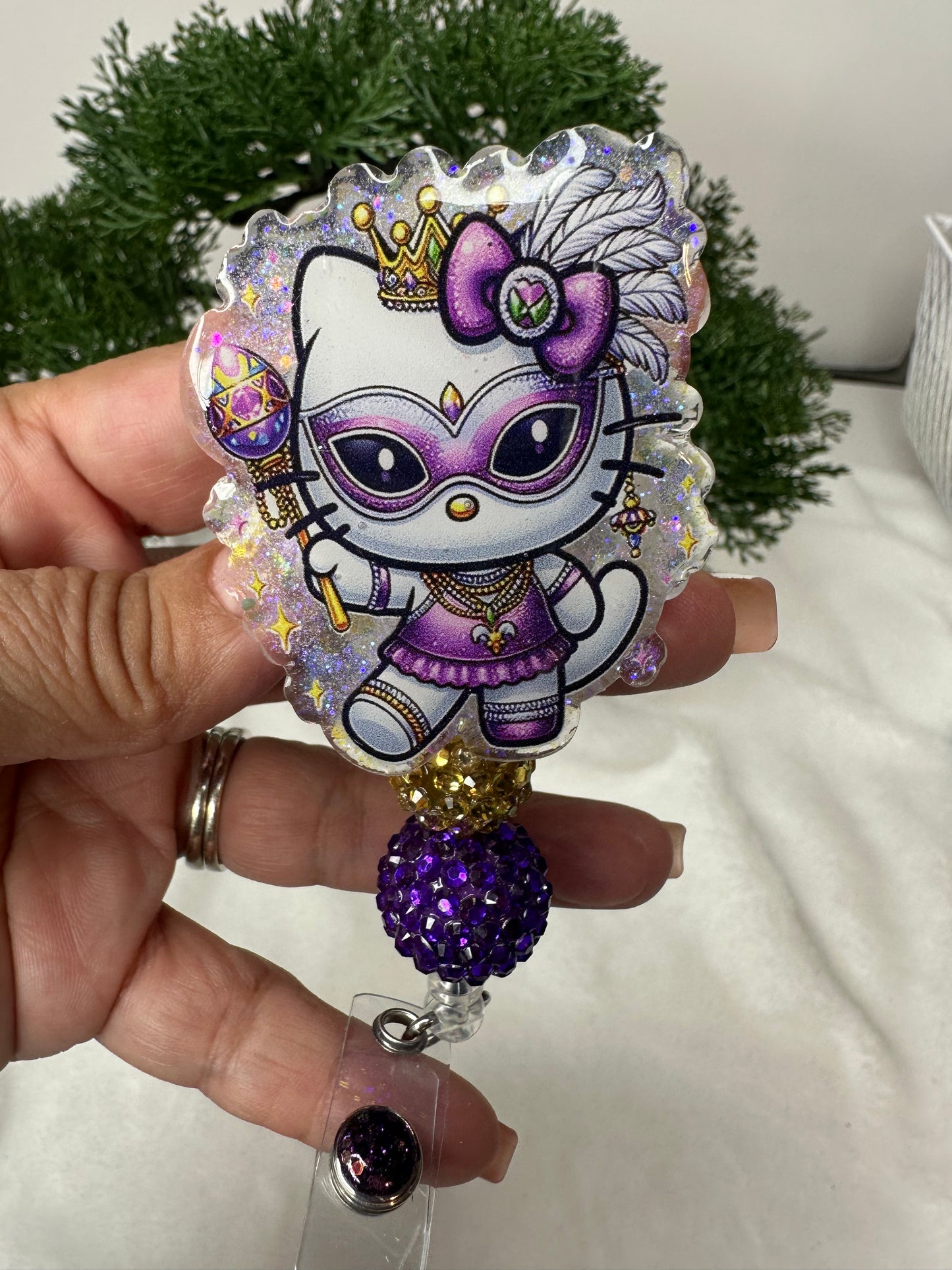 Kitty Mardi Gras Badge Reel