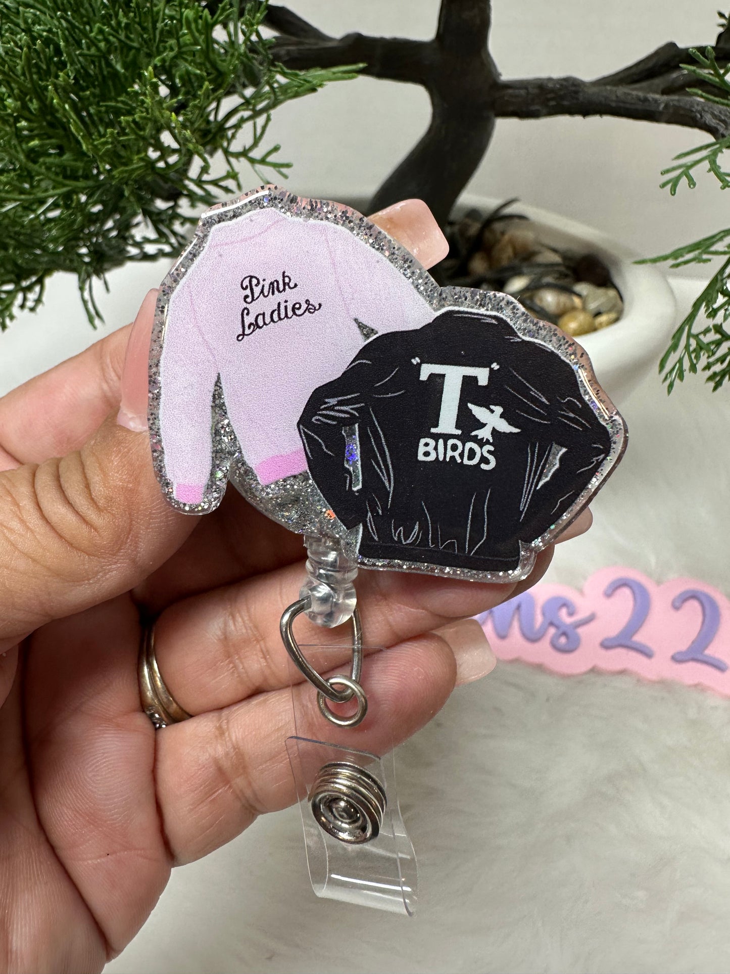 Pink Ladies TBirds Jacket Badge Reel