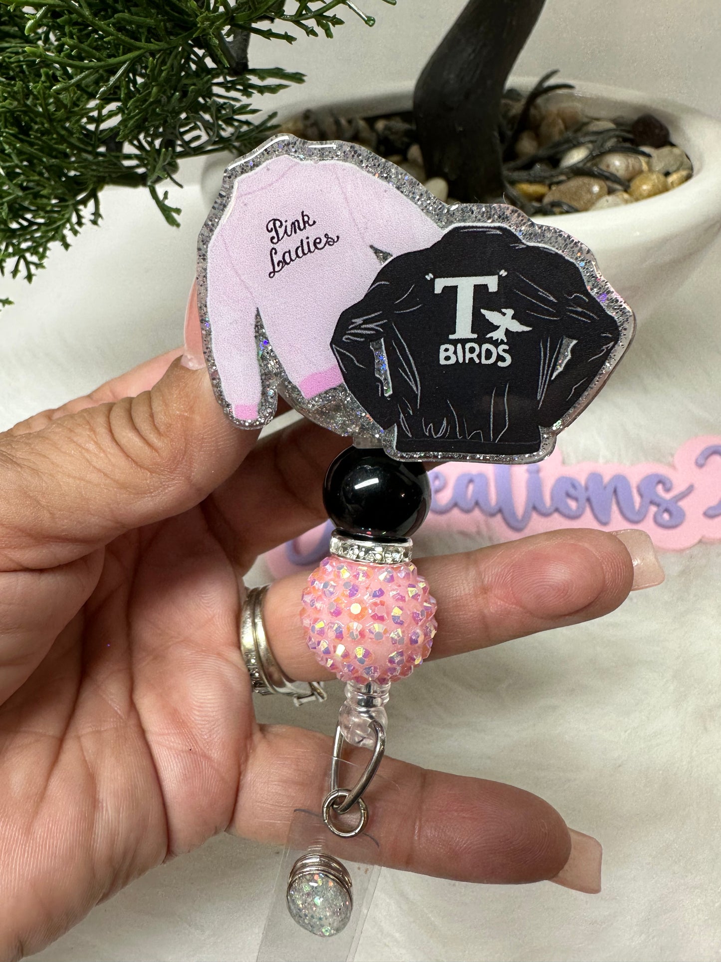Pink Ladies TBirds Jacket Badge Reel