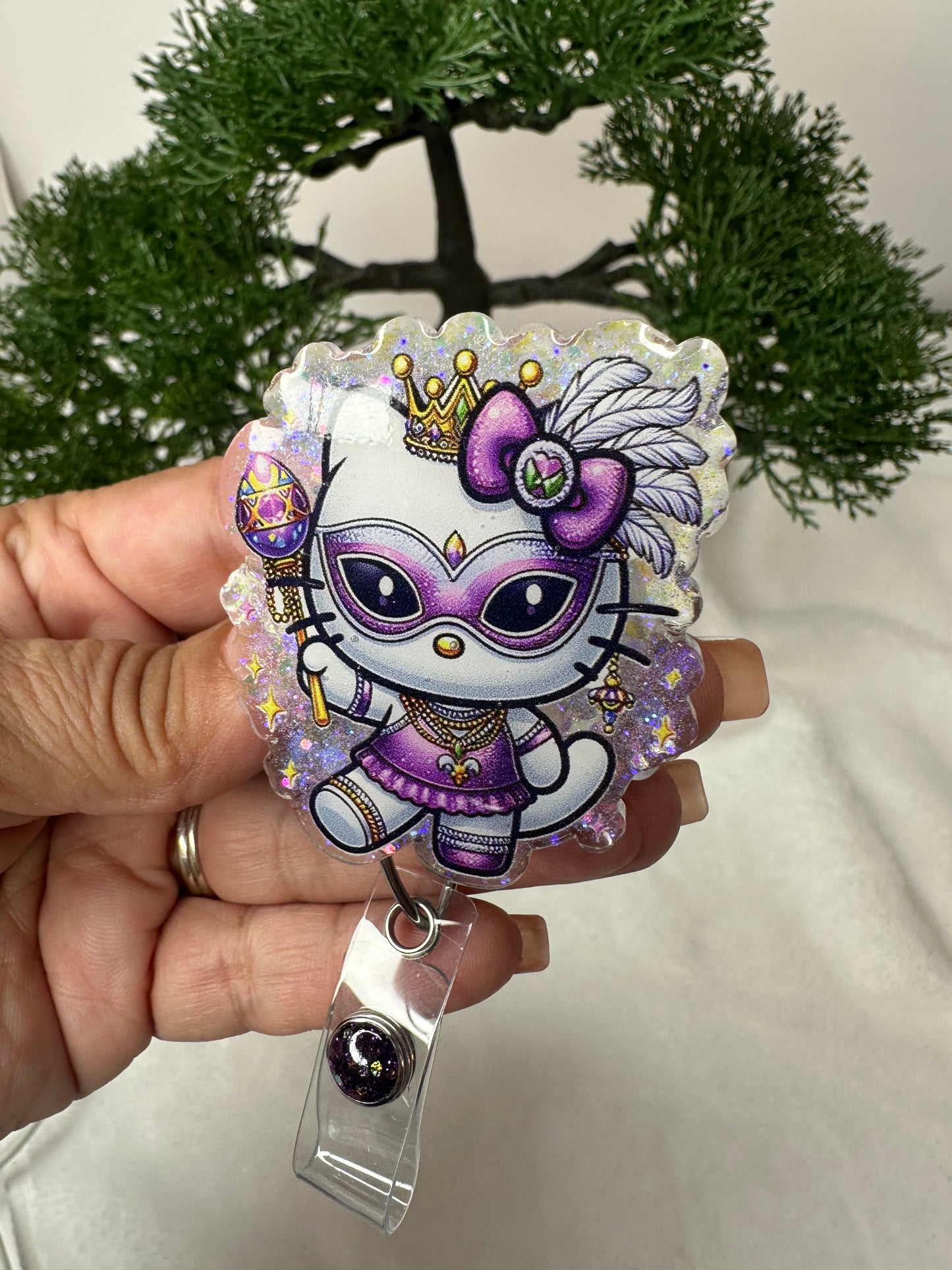 Kitty Mardi Gras Badge Reel