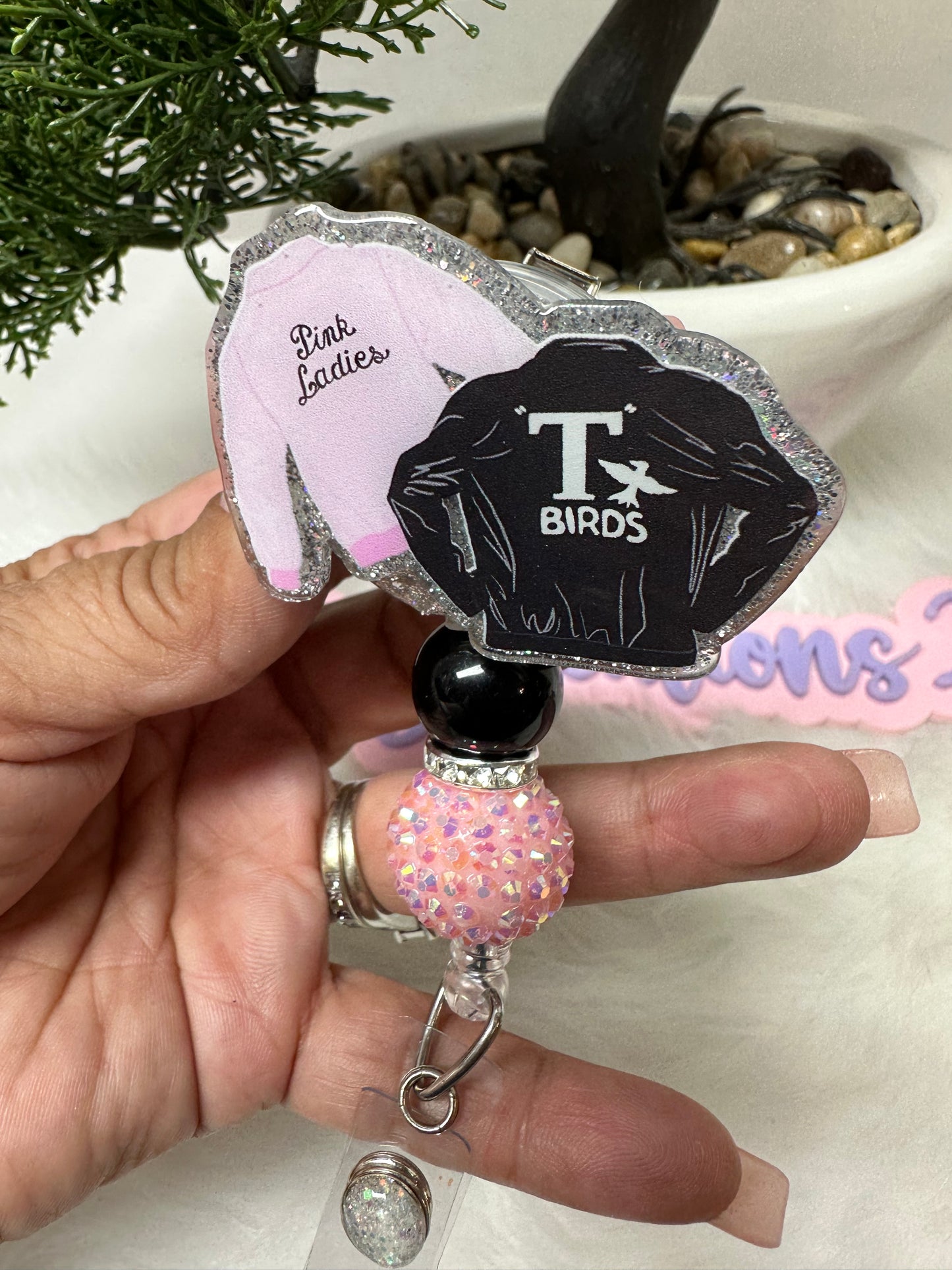 Pink Ladies TBirds Jacket Badge Reel