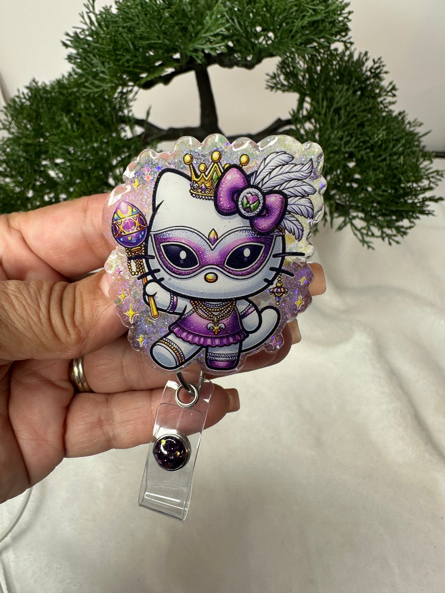 Kitty Mardi Gras Badge Reel