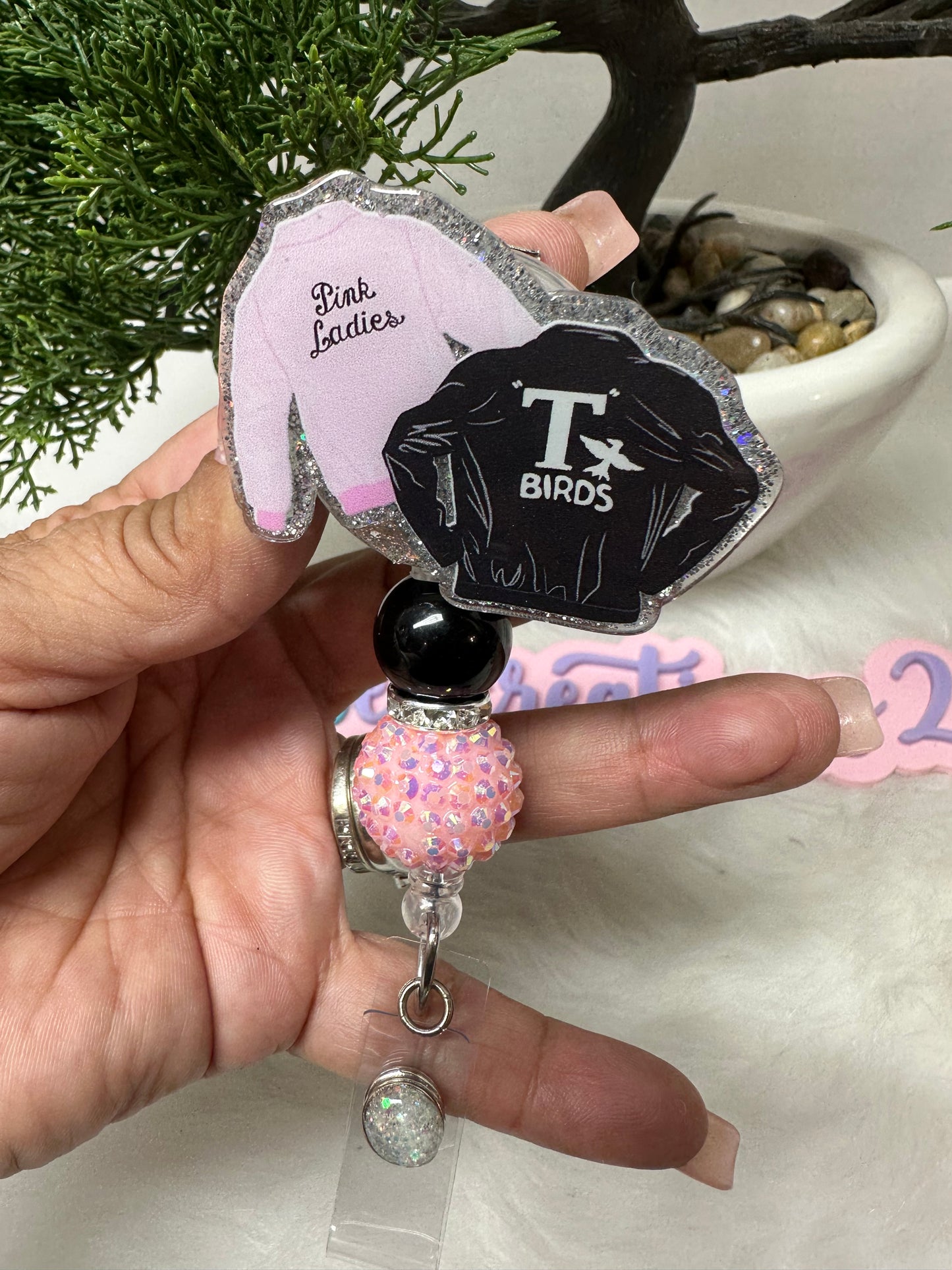 Pink Ladies TBirds Jacket Badge Reel