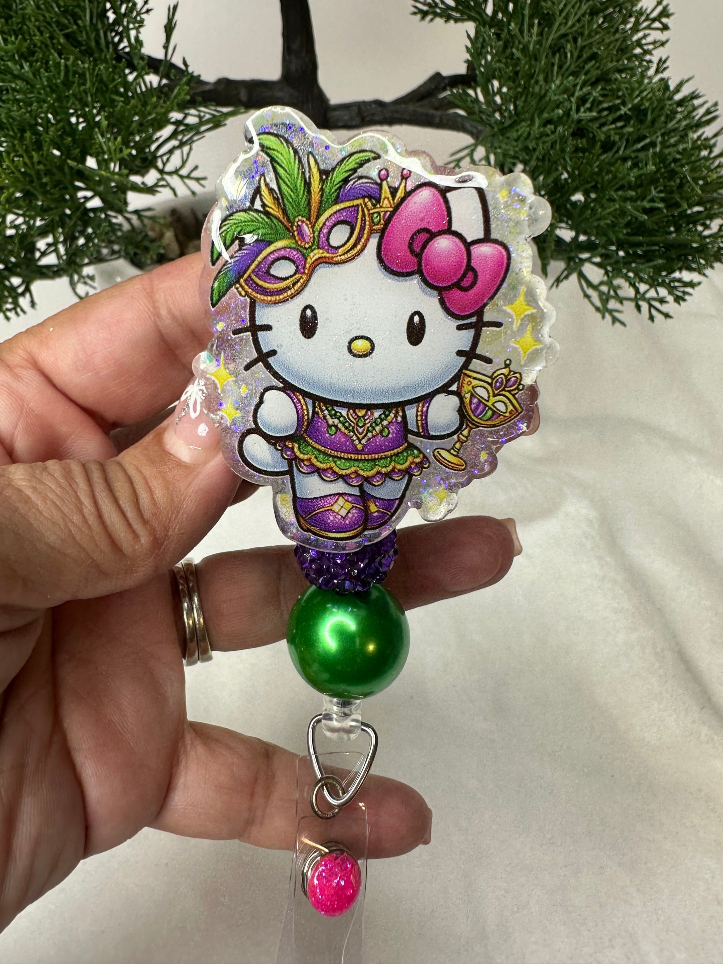 Kitty Mardi Gras Badge Reel