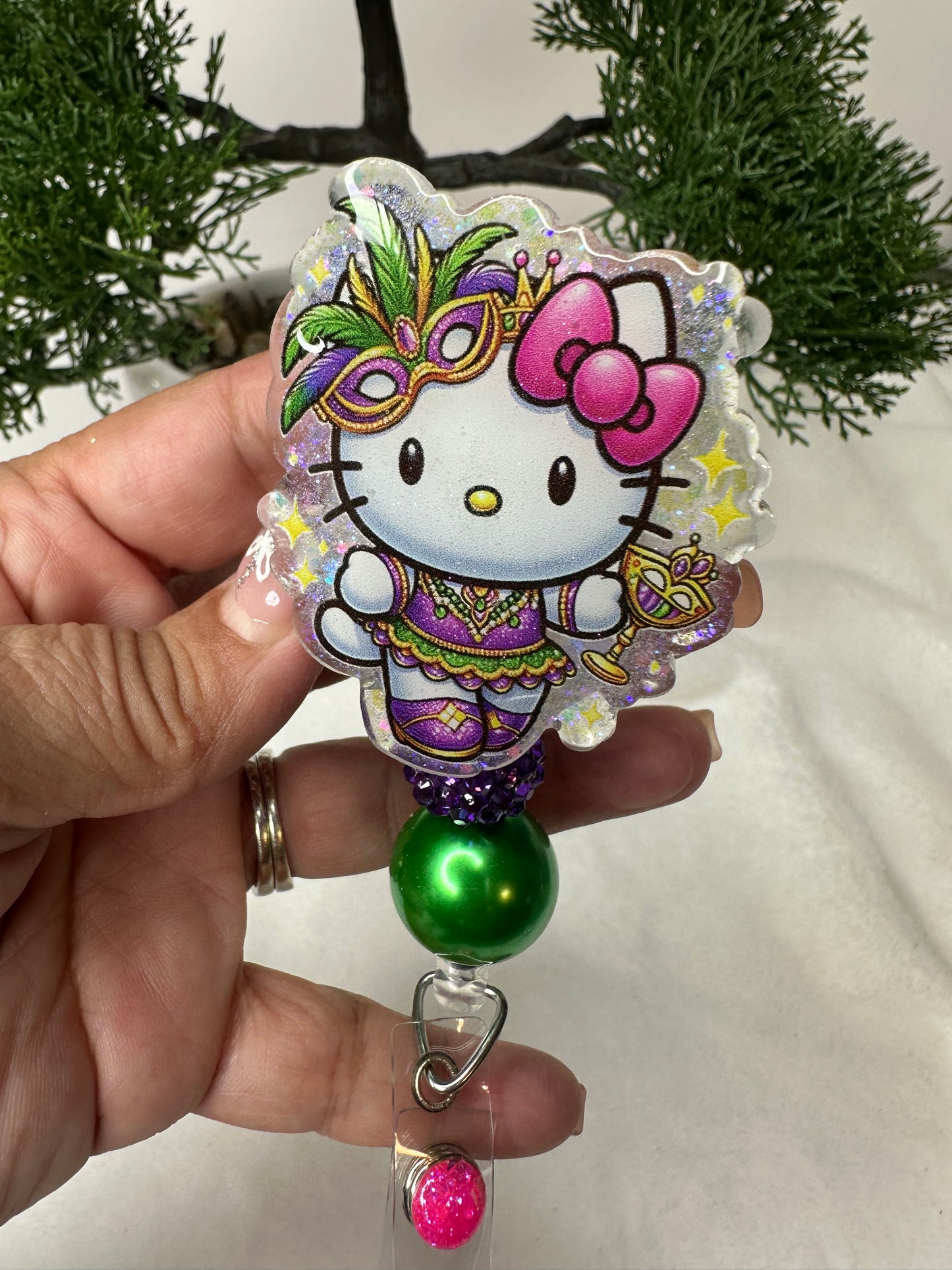 Kitty Mardi Gras Badge Reel