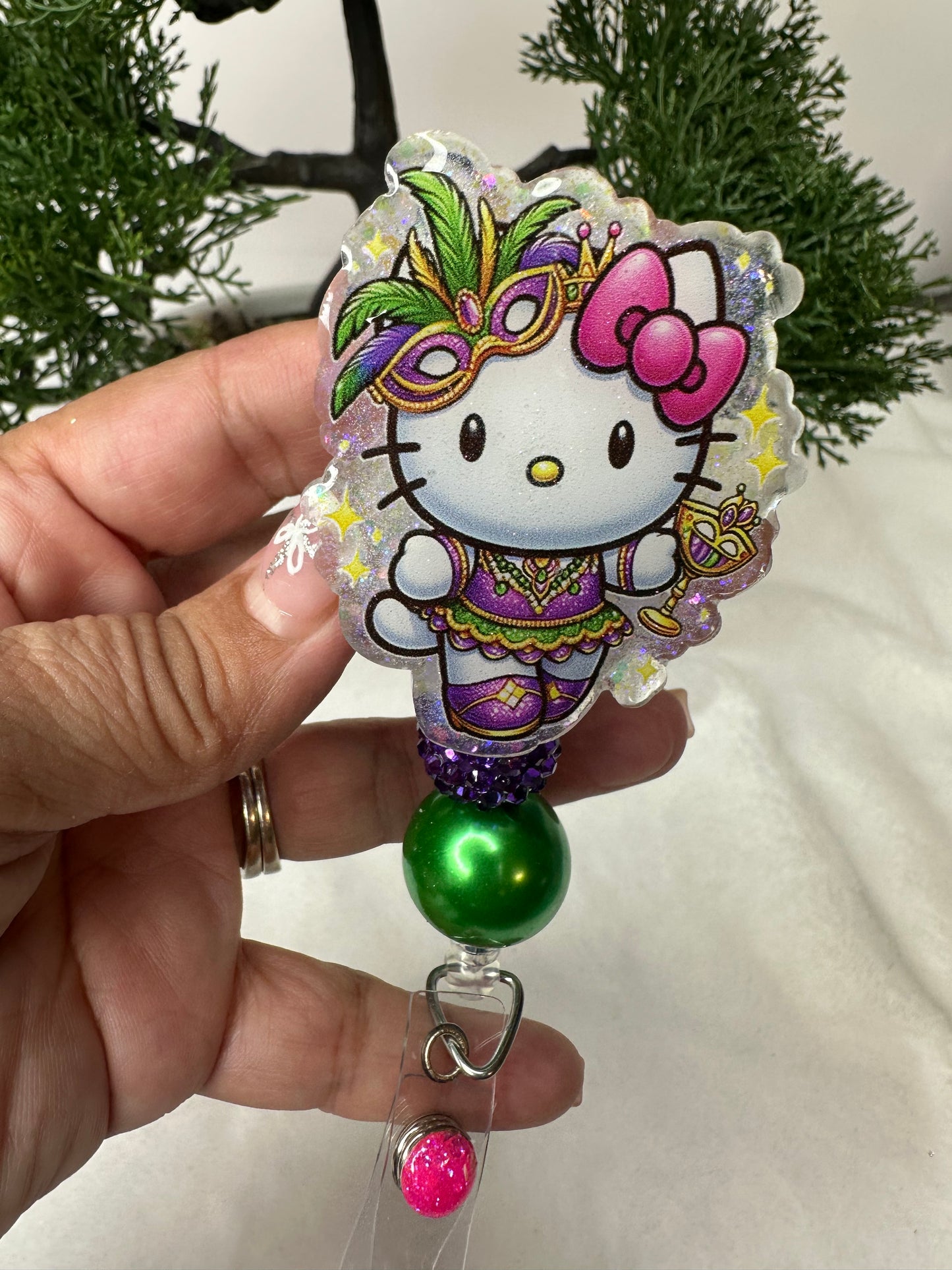 Kitty Mardi Gras Badge Reel
