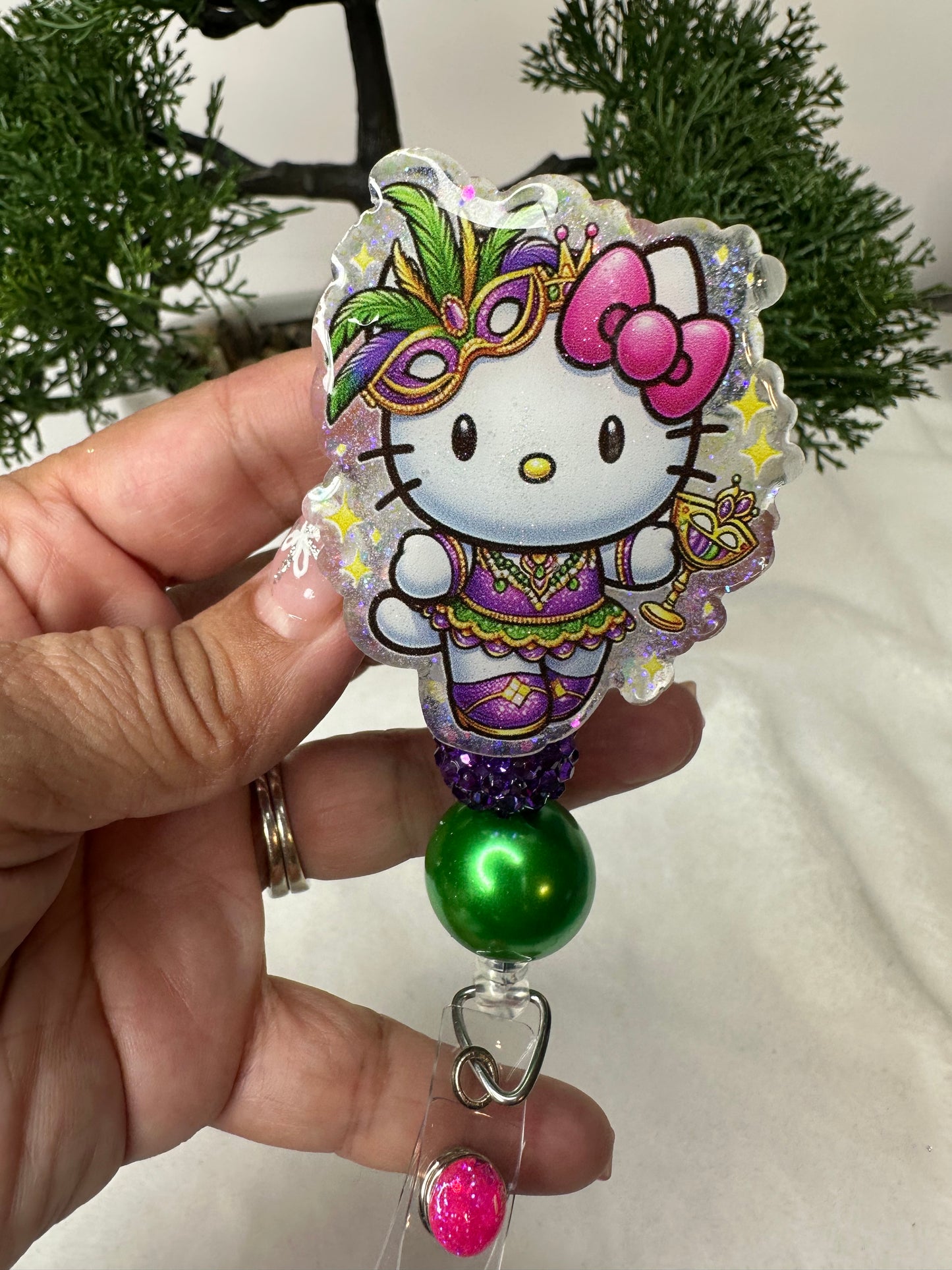 Kitty Mardi Gras Badge Reel
