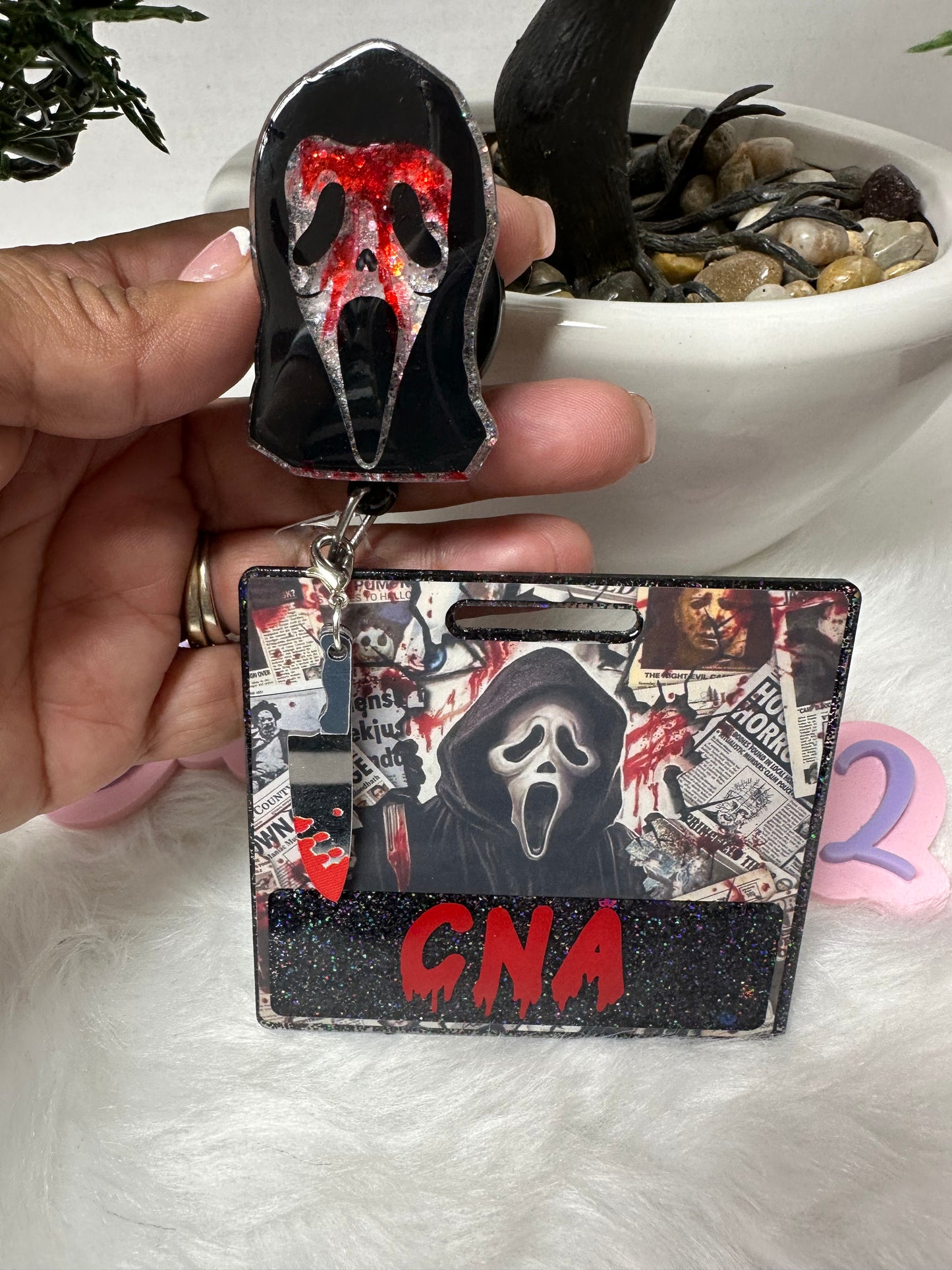 Horror Black Mask Badge Buddy Set