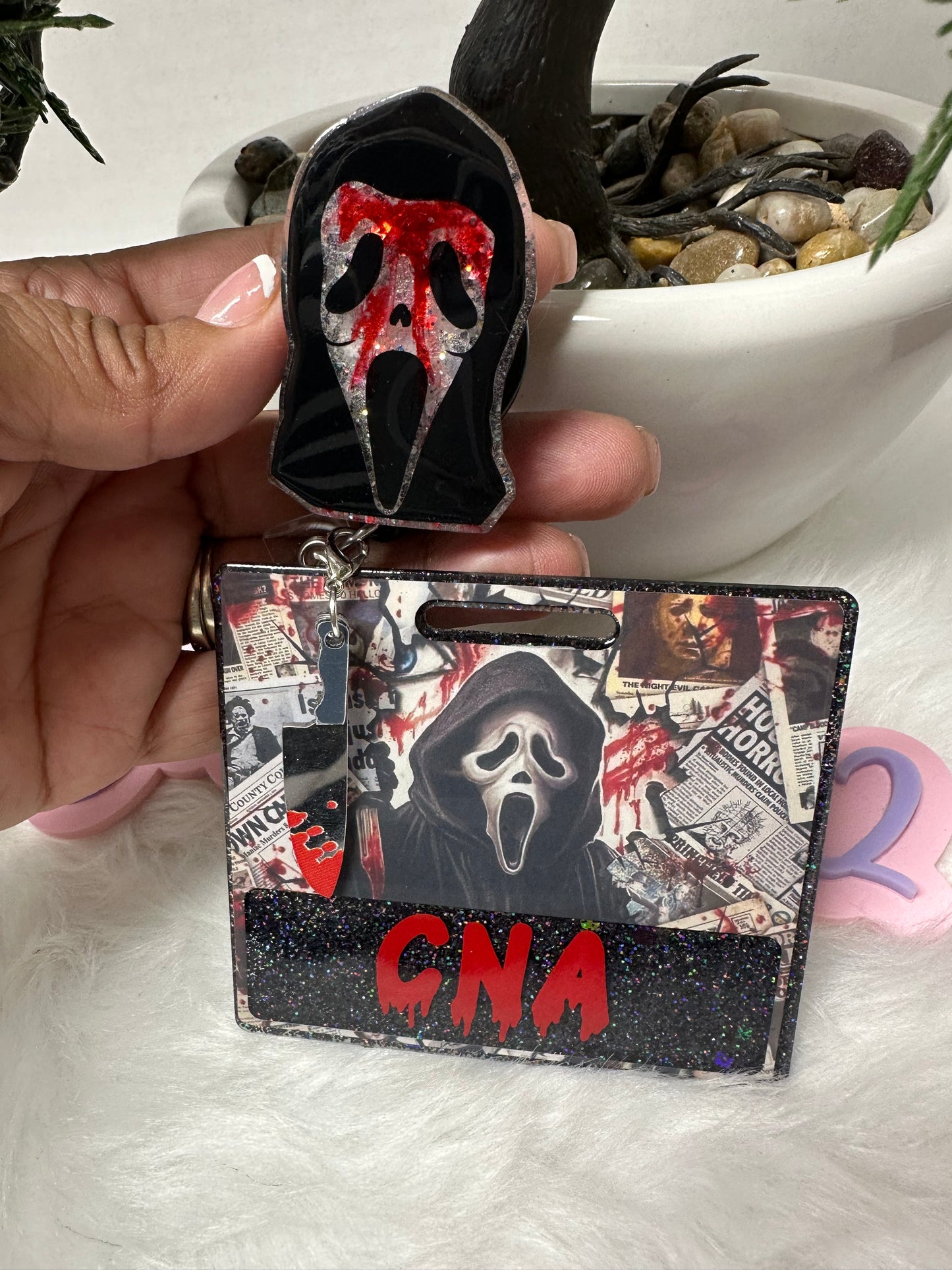 Horror Black Mask Badge Buddy Set