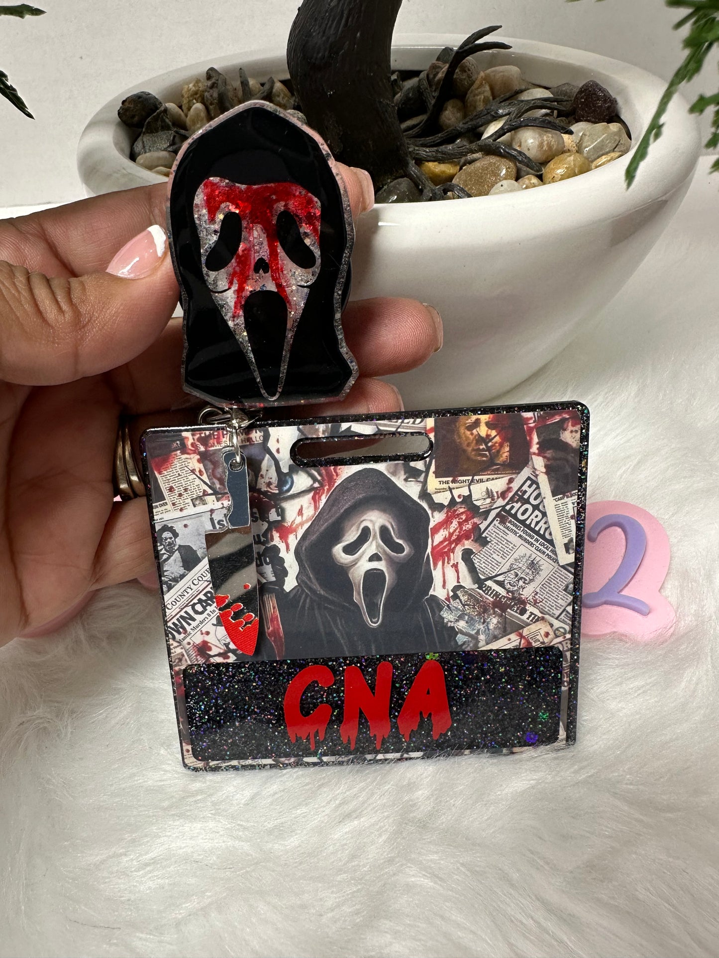 Horror Black Mask Badge Buddy Set