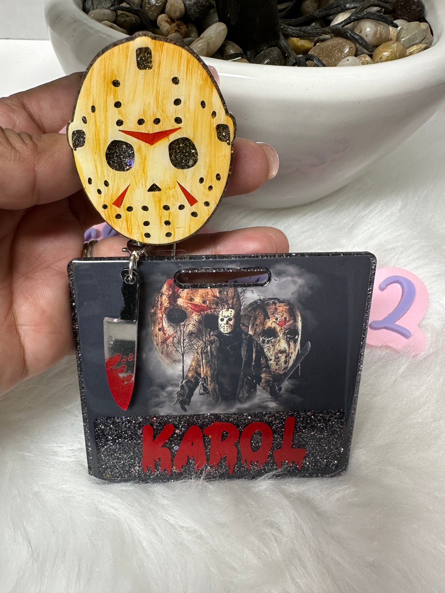 Horror Hockey Mask Badge Buddy Set