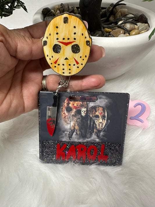 Horror Hockey Mask Badge Buddy Set