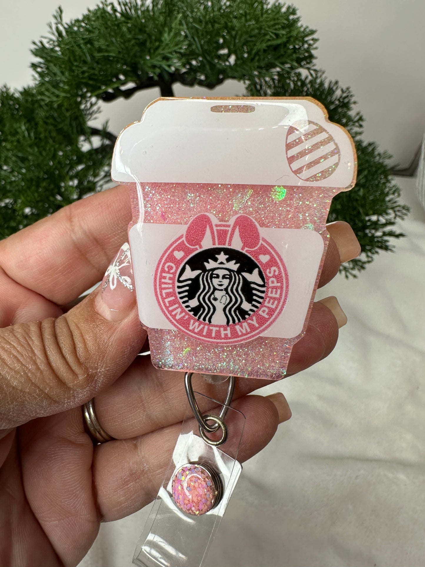Chillin’ with my Peeps Coffee Cup Badge Reel