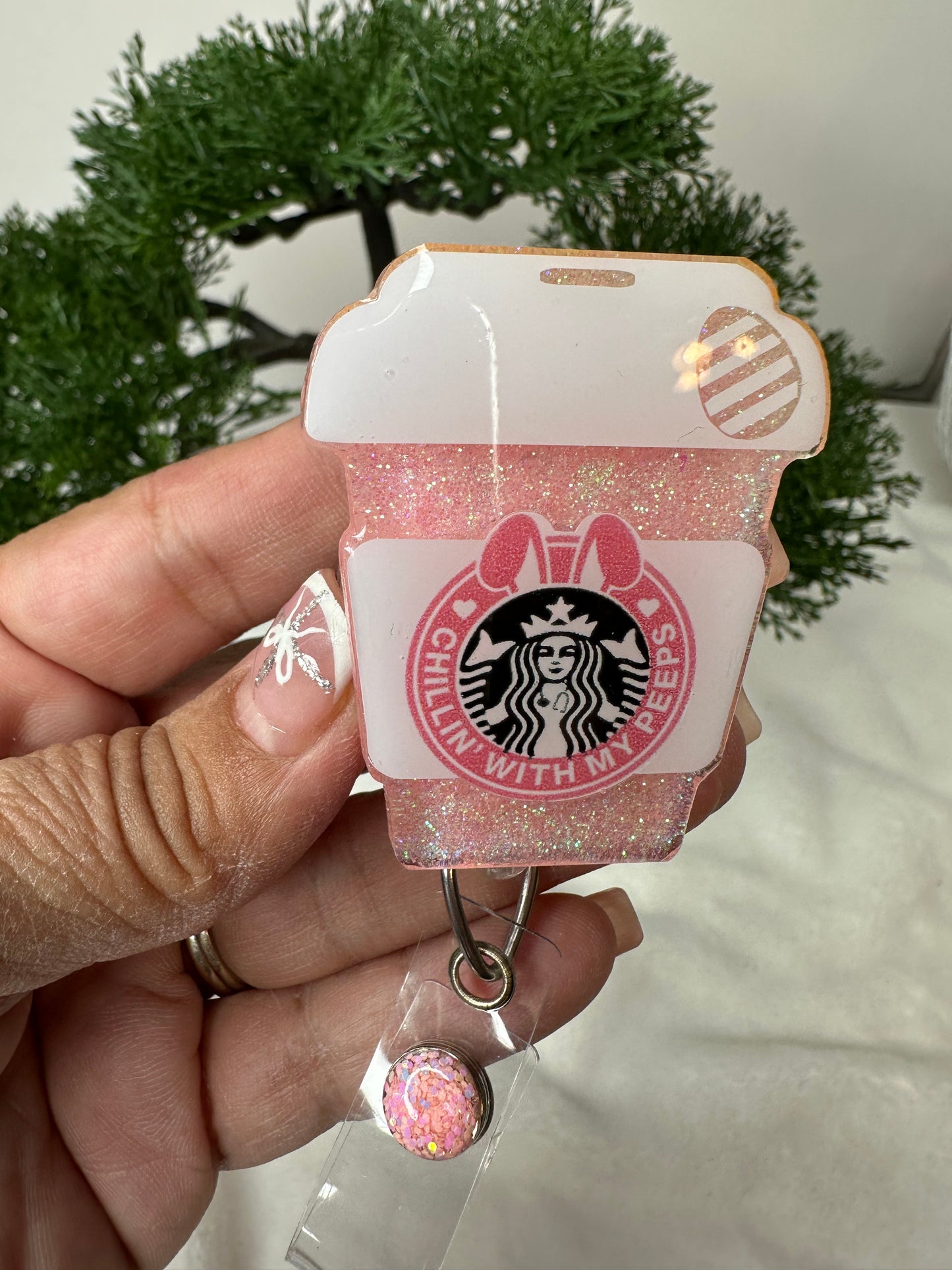 Chillin’ with my Peeps Coffee Cup Badge Reel