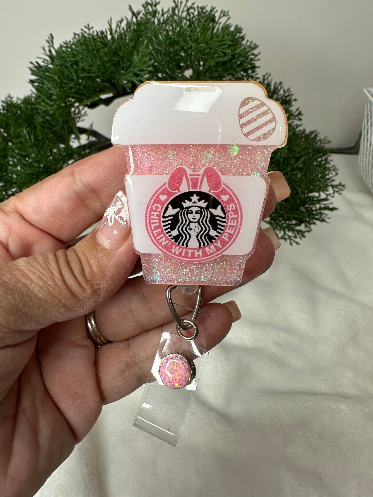 Chillin’ with my Peeps Coffee Cup Badge Reel