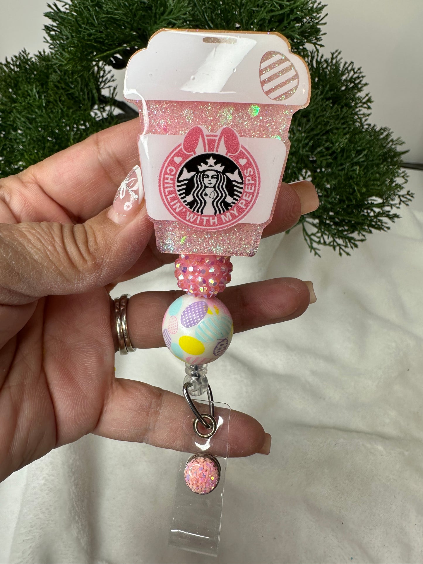 Chillin’ with my Peeps Coffee Cup Badge Reel