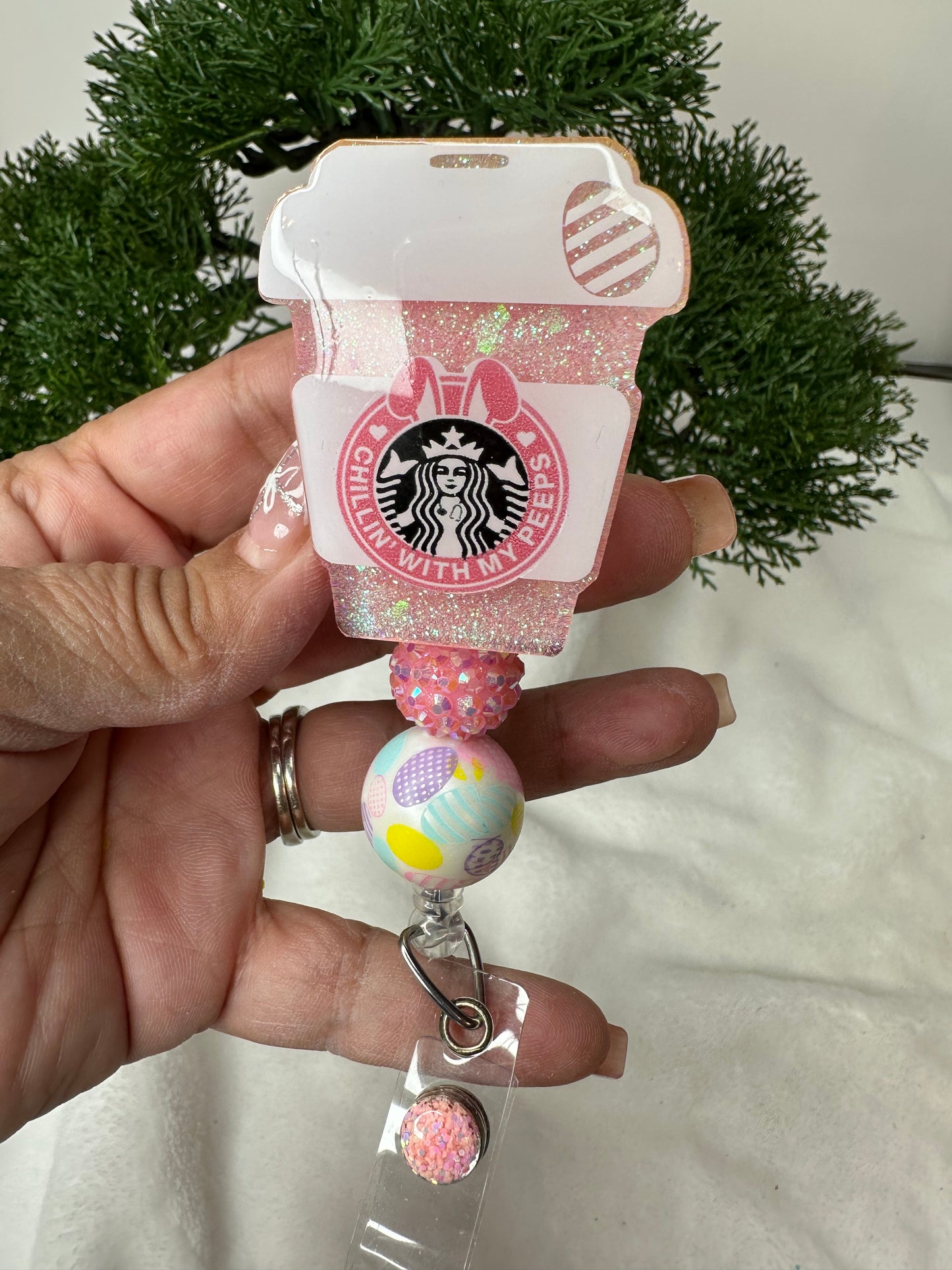 Chillin’ with my Peeps Coffee Cup Badge Reel