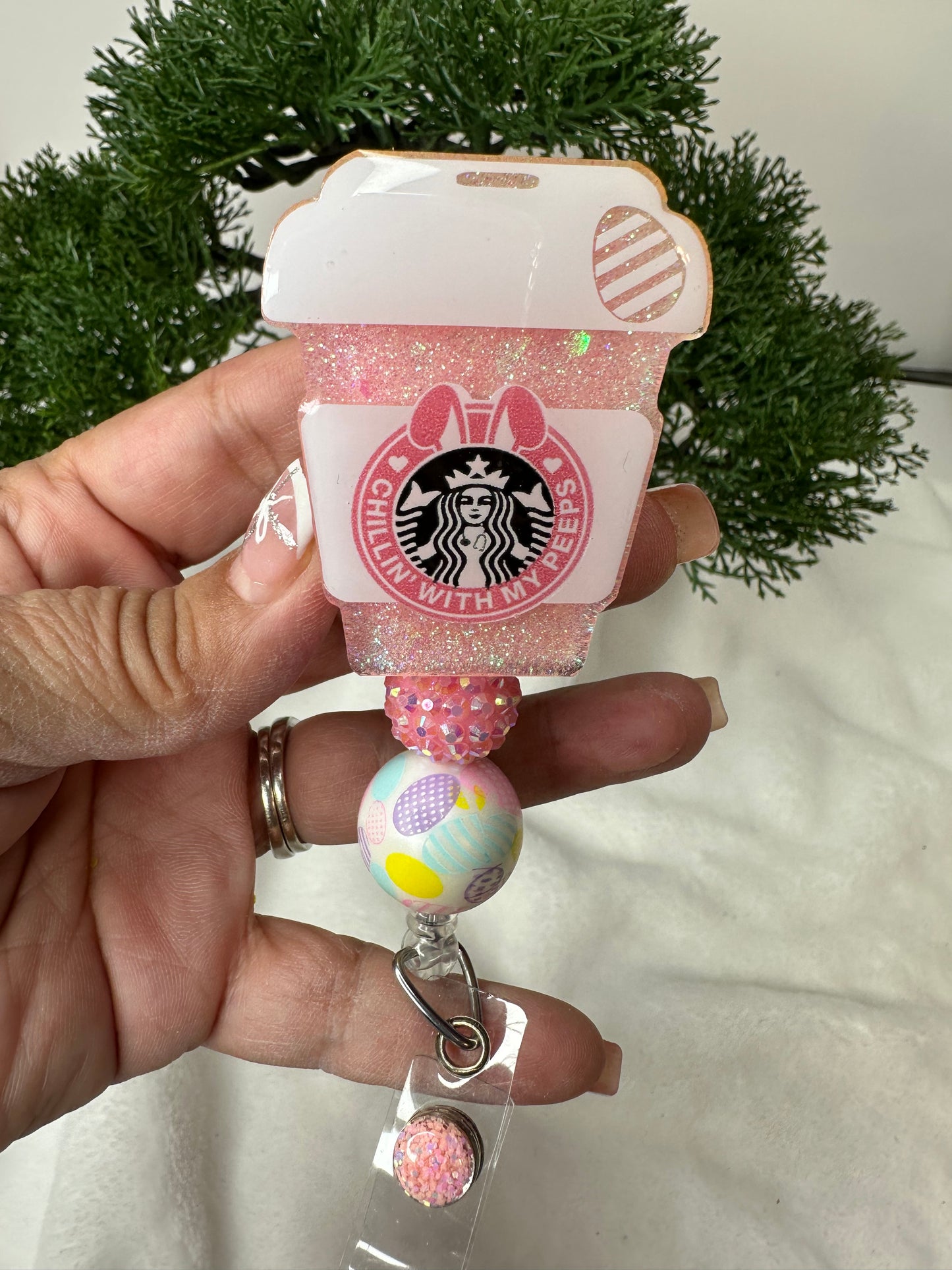 Chillin’ with my Peeps Coffee Cup Badge Reel