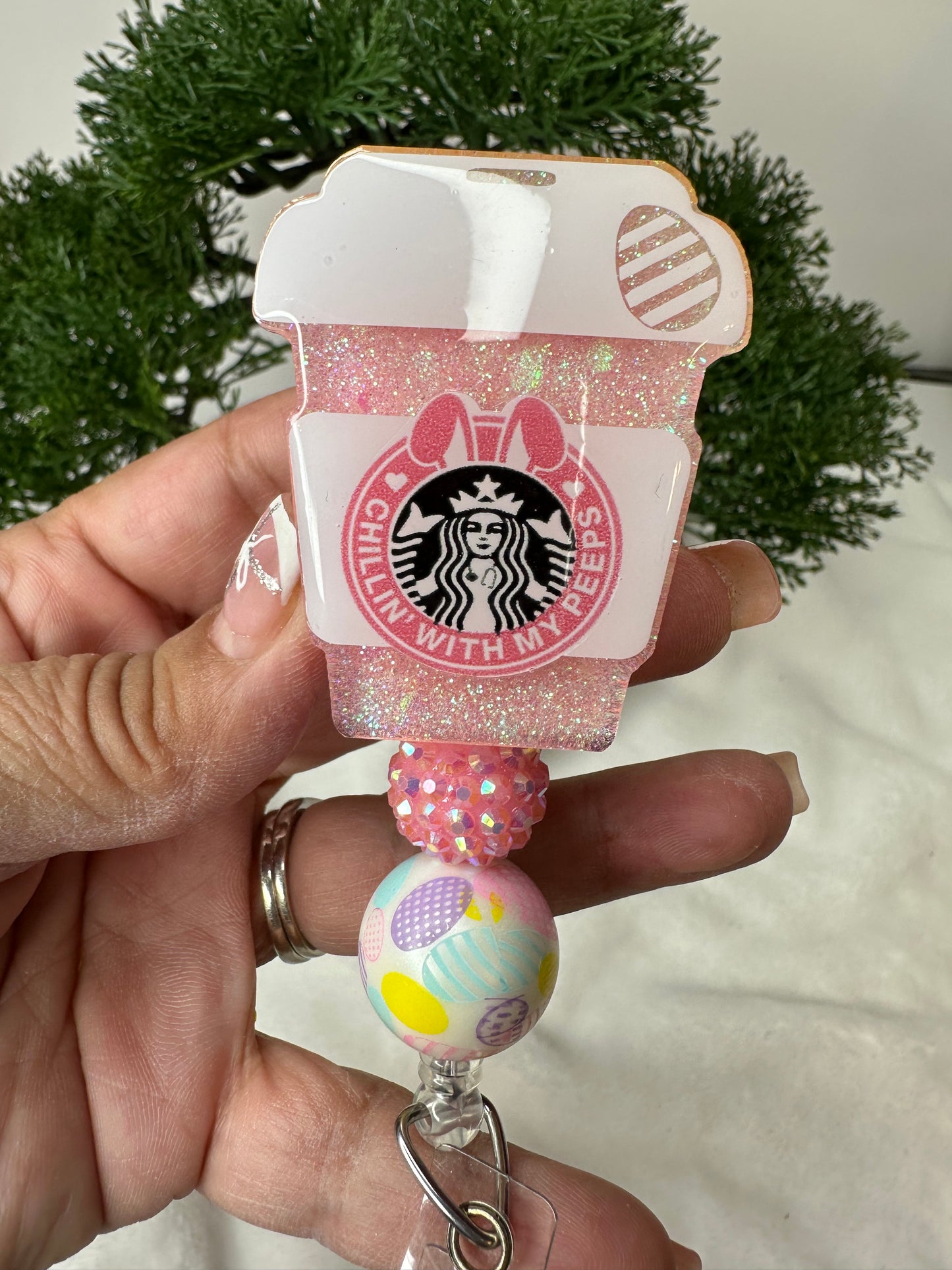 Chillin’ with my Peeps Coffee Cup Badge Reel