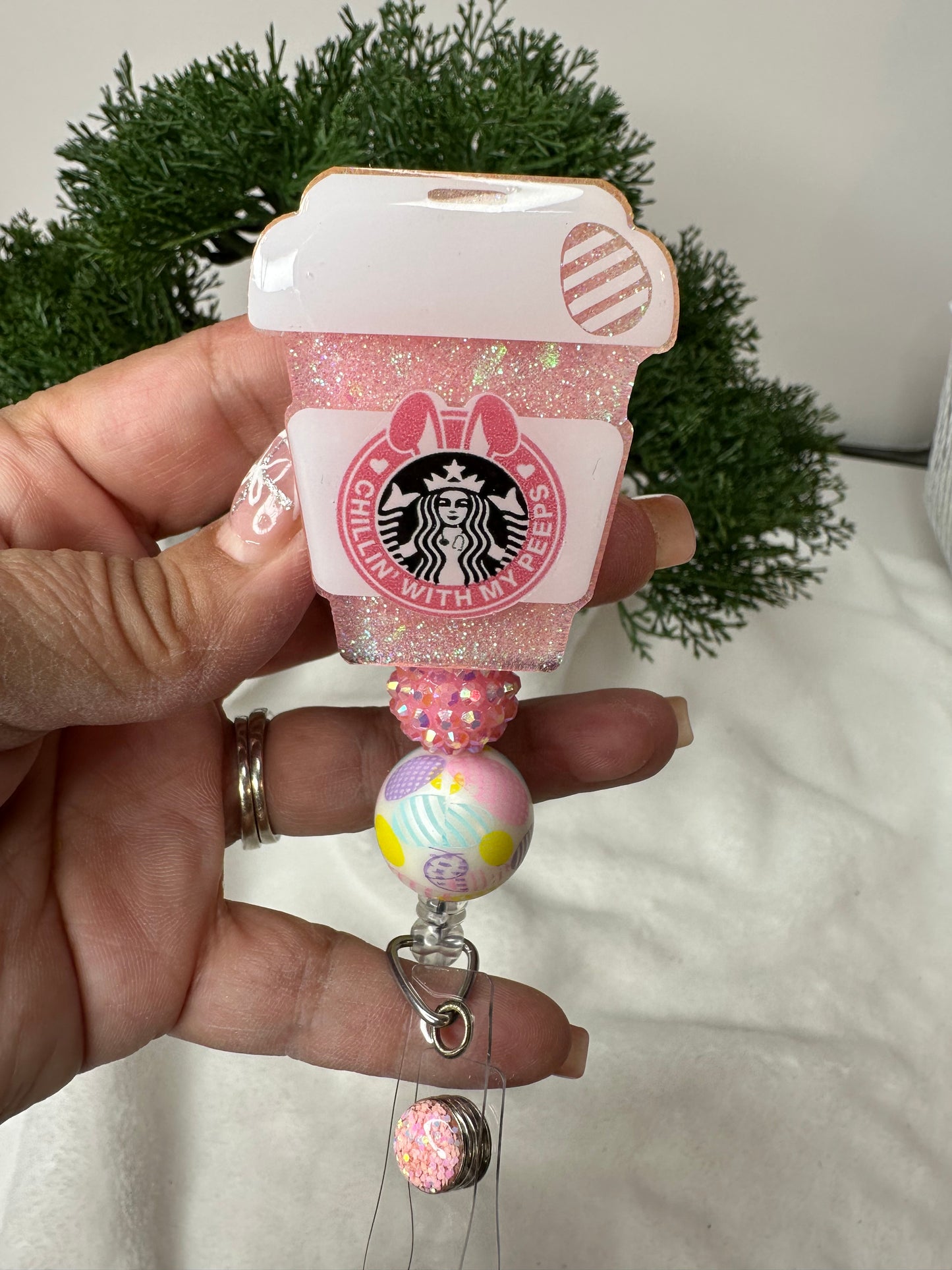 Chillin’ with my Peeps Coffee Cup Badge Reel