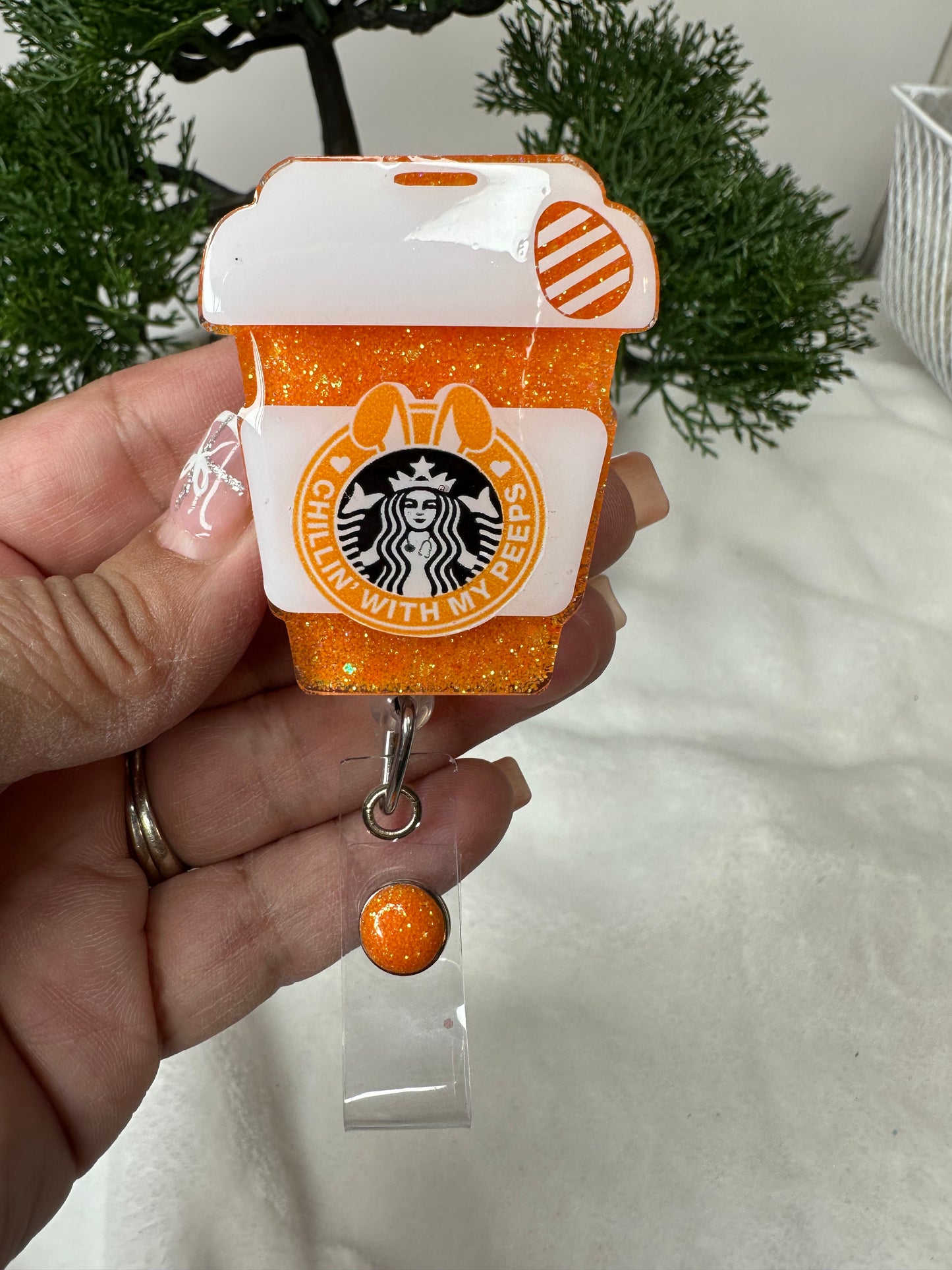 Chillin’ with my Peeps Coffee Cup Badge Reel
