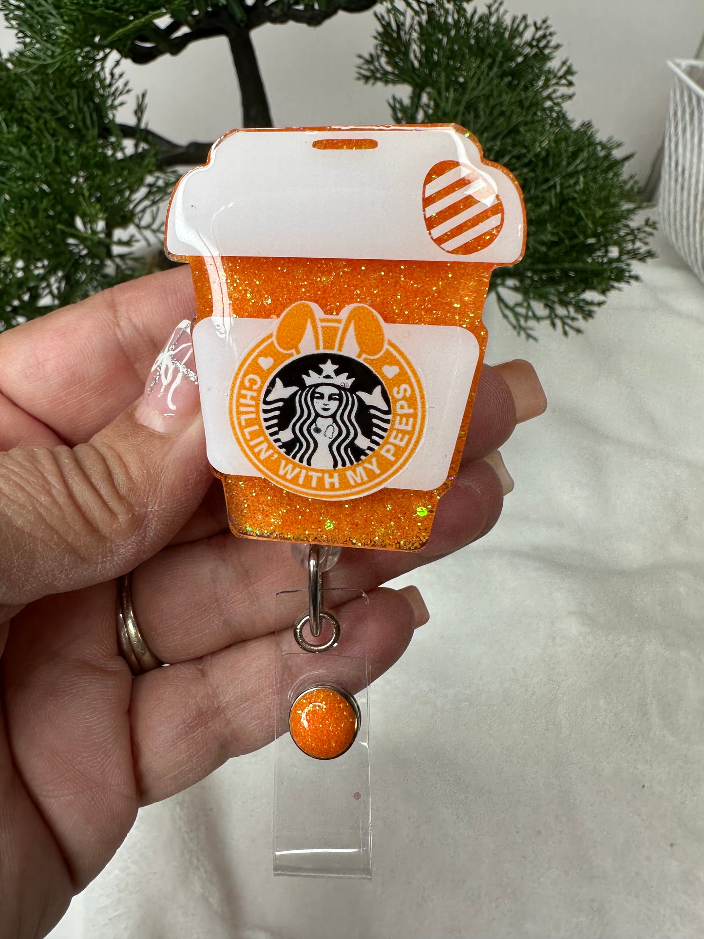 Chillin’ with my Peeps Coffee Cup Badge Reel