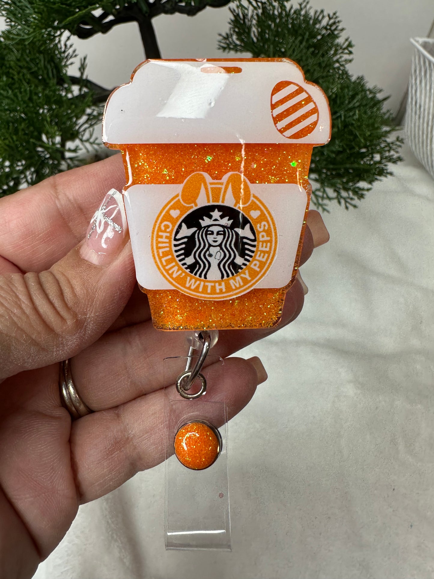 Chillin’ with my Peeps Coffee Cup Badge Reel