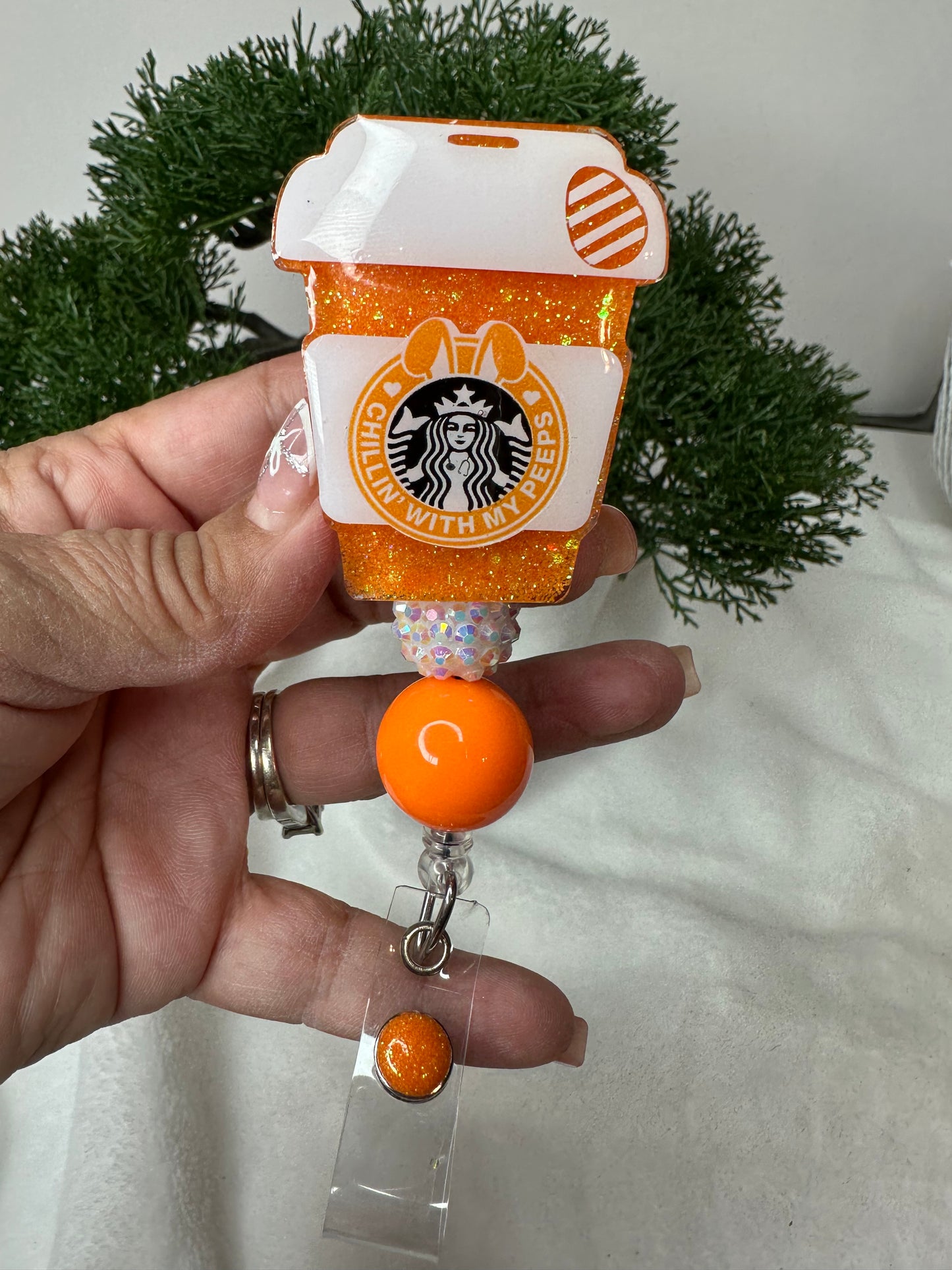Chillin’ with my Peeps Coffee Cup Badge Reel
