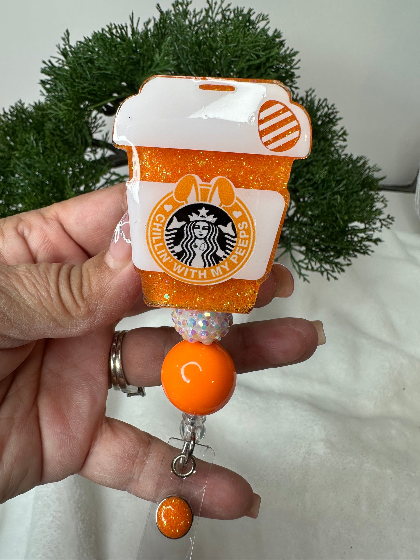 Chillin’ with my Peeps Coffee Cup Badge Reel