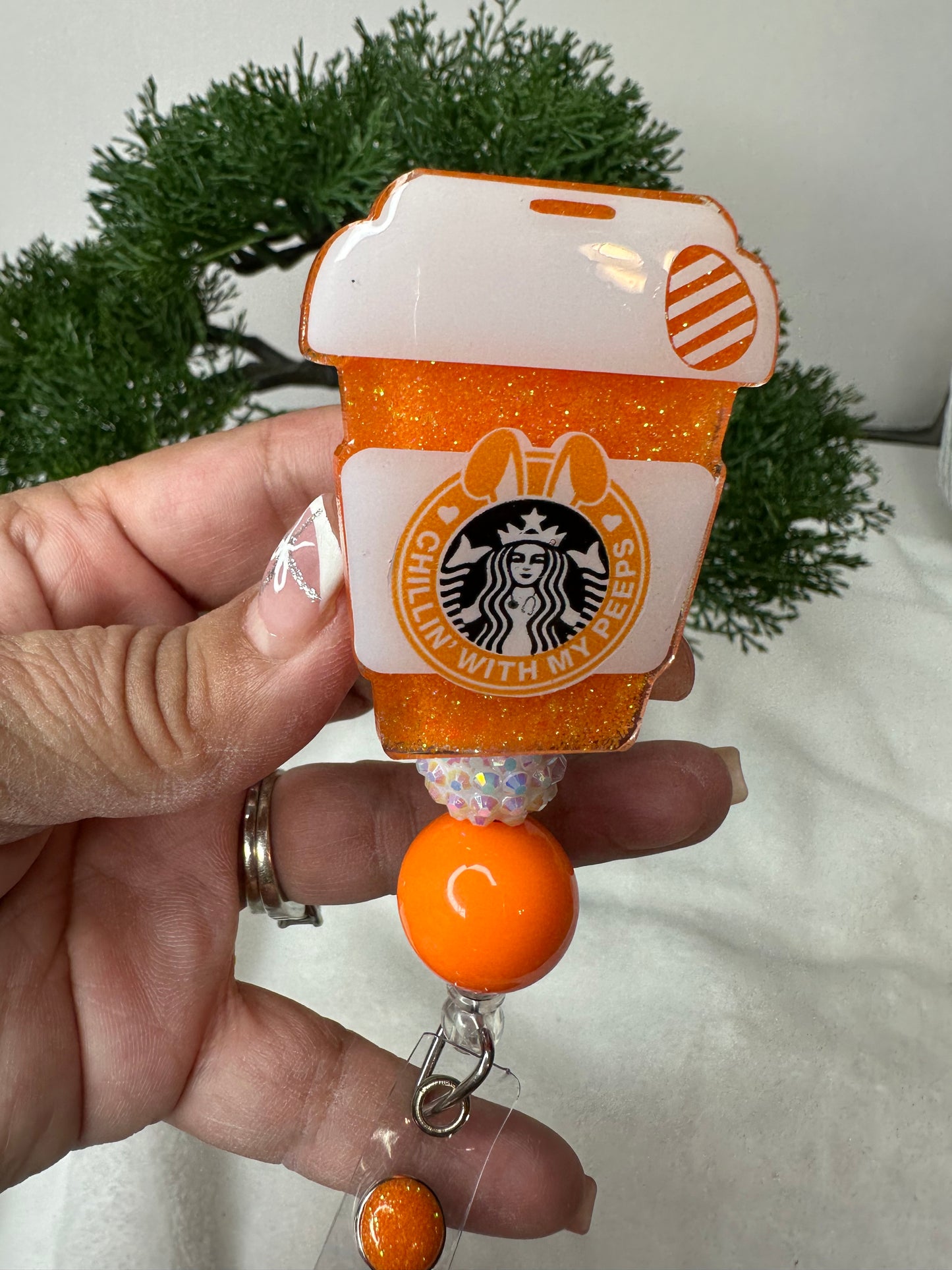 Chillin’ with my Peeps Coffee Cup Badge Reel