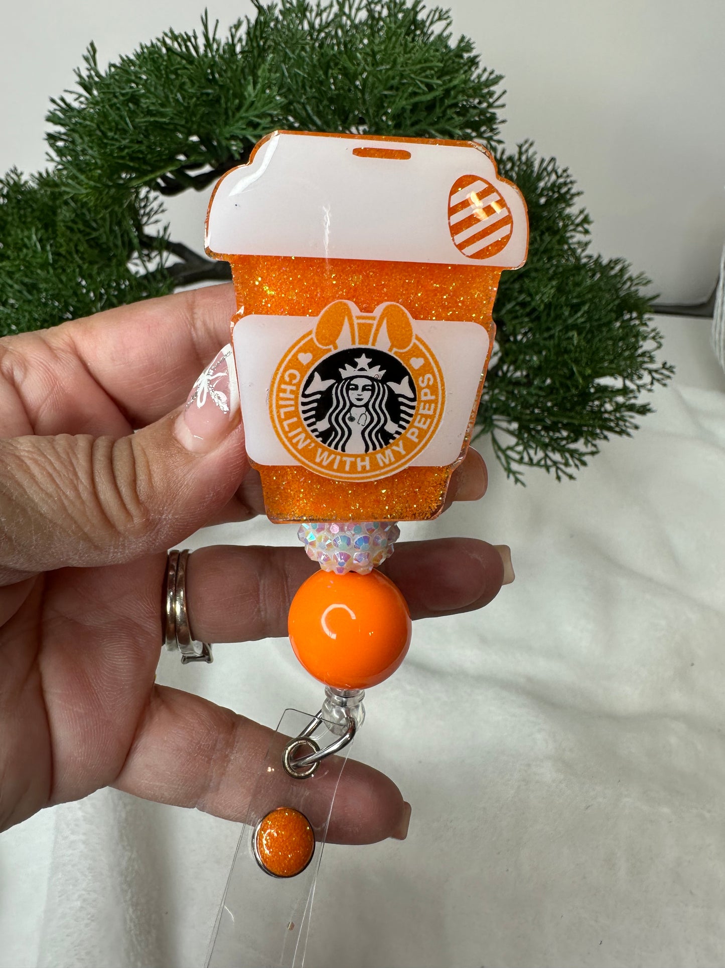 Chillin’ with my Peeps Coffee Cup Badge Reel