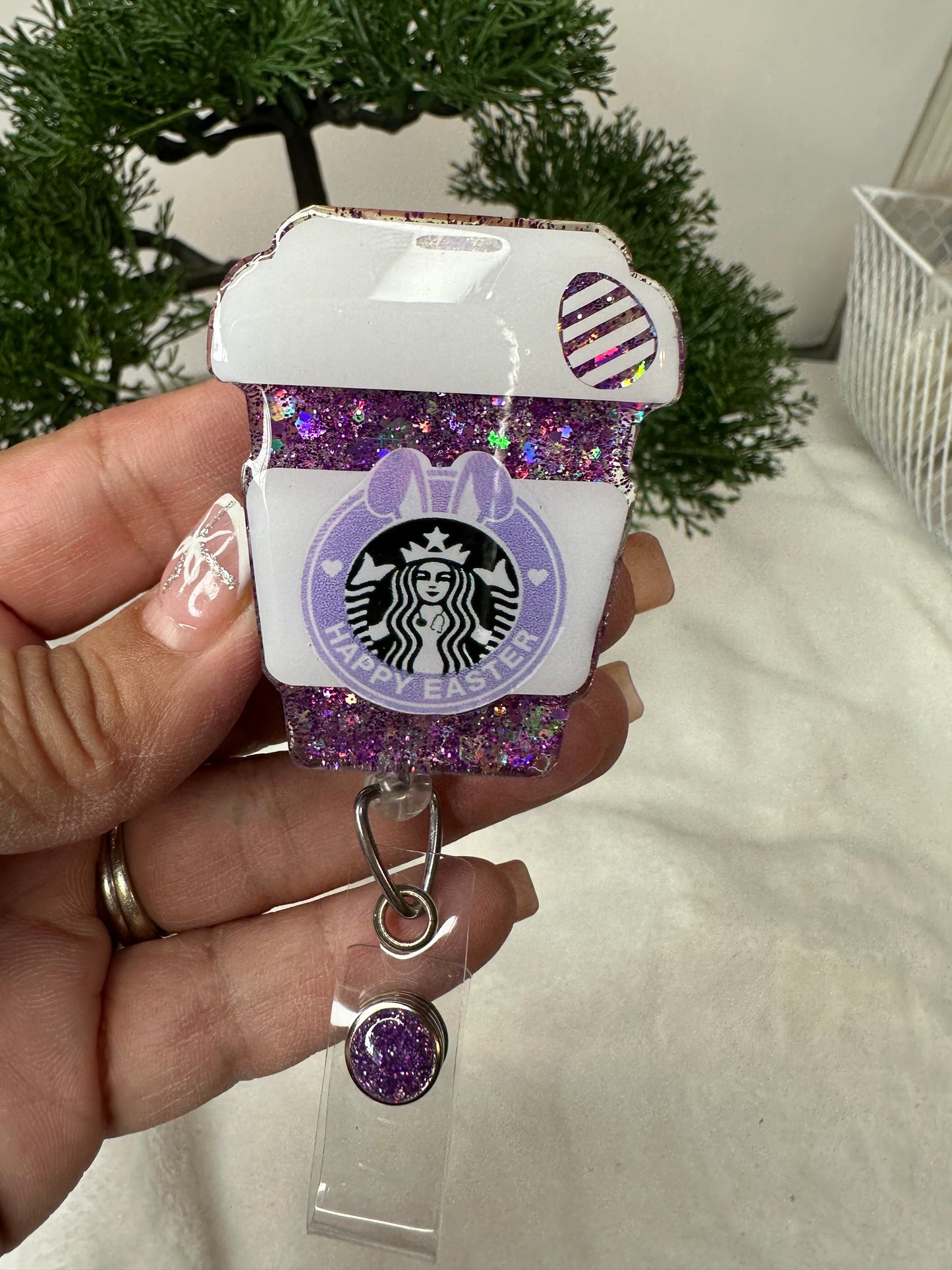 Happy Easter Coffee Cup Badge Reel