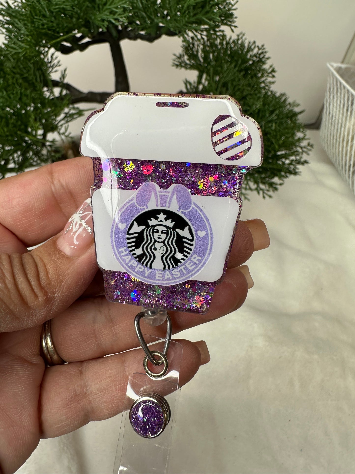 Happy Easter Coffee Cup Badge Reel