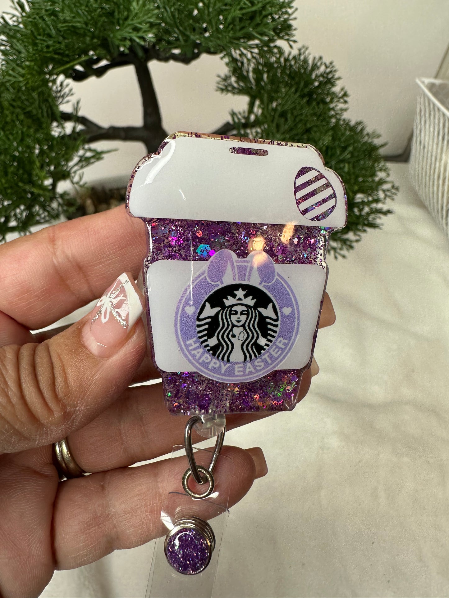 Happy Easter Coffee Cup Badge Reel