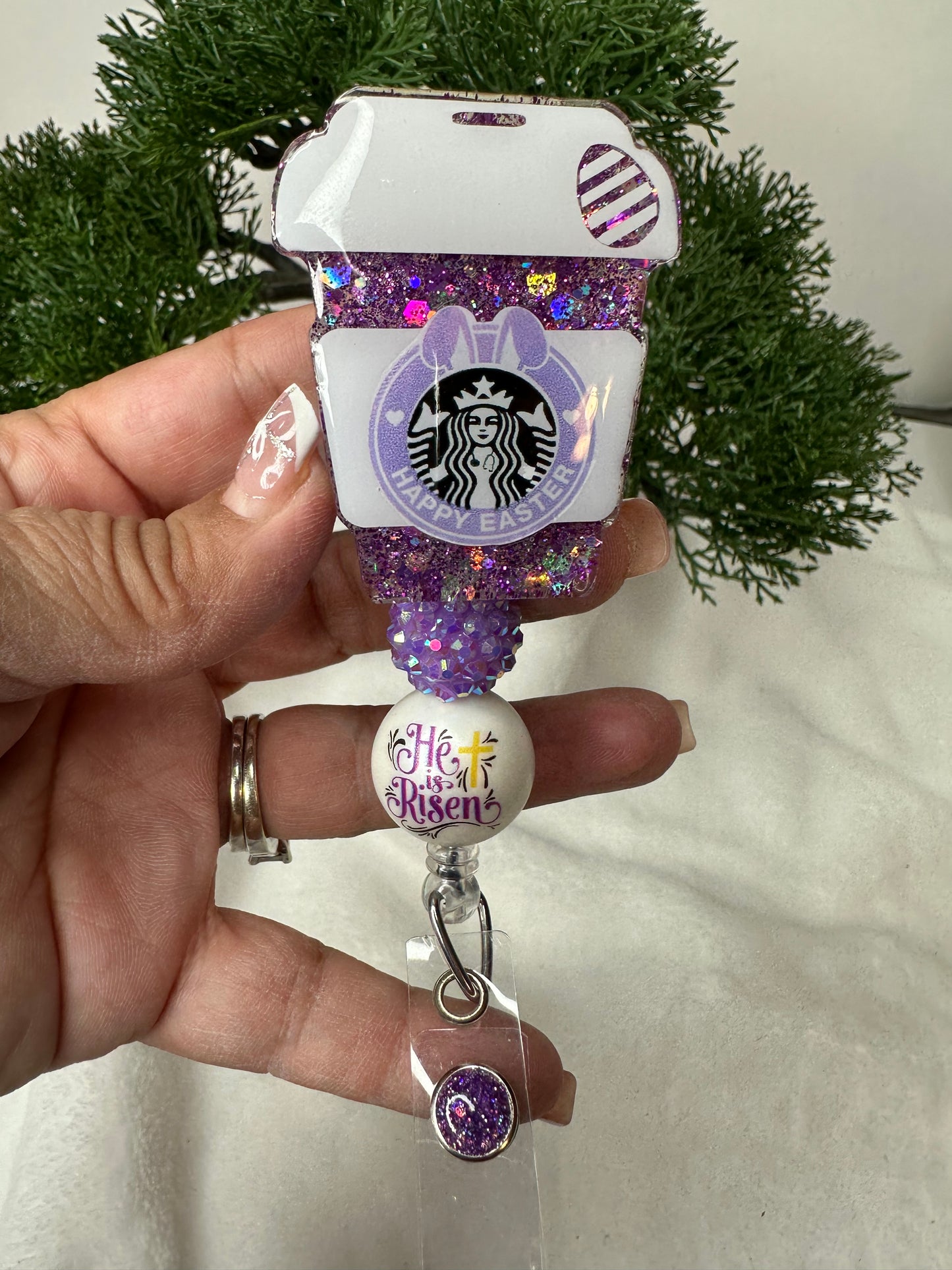 Happy Easter Coffee Cup Badge Reel